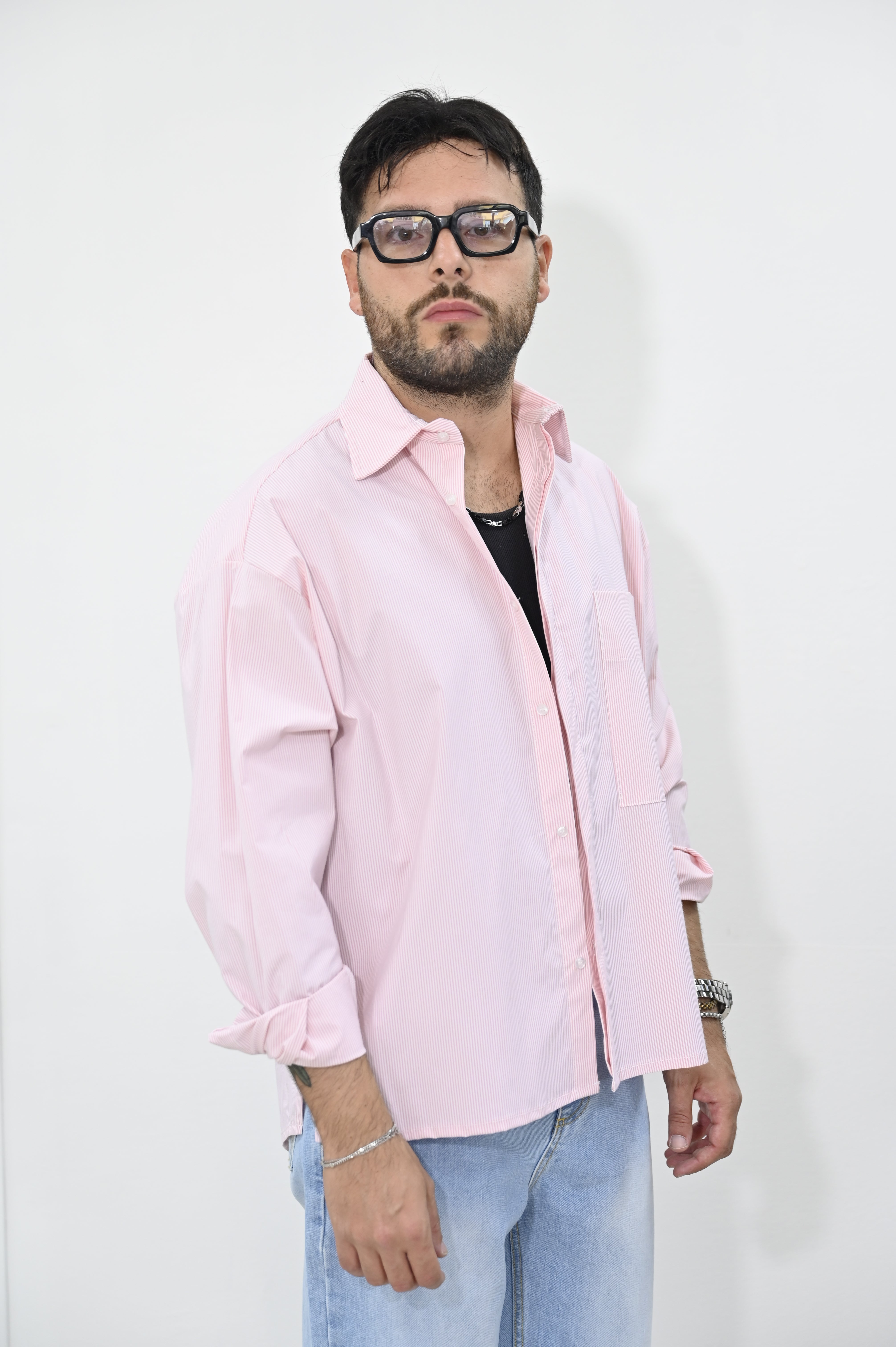 Camicia crop righe NJB