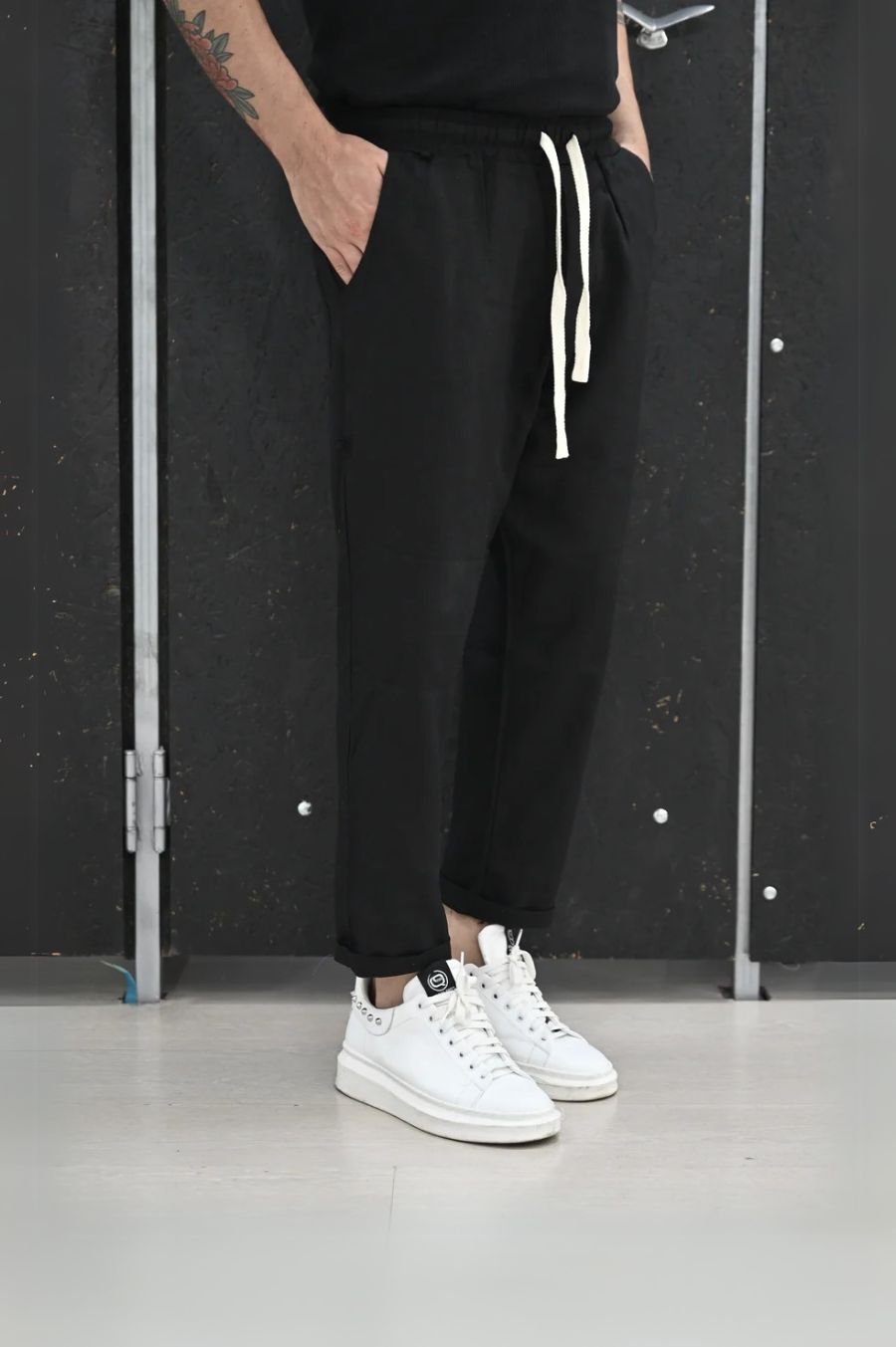 Pantalone lino nero