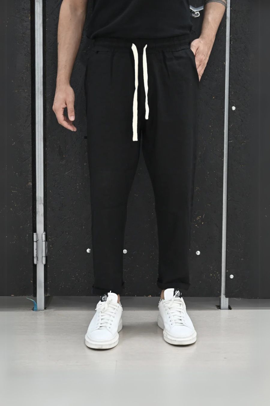 Pantalone lino nero