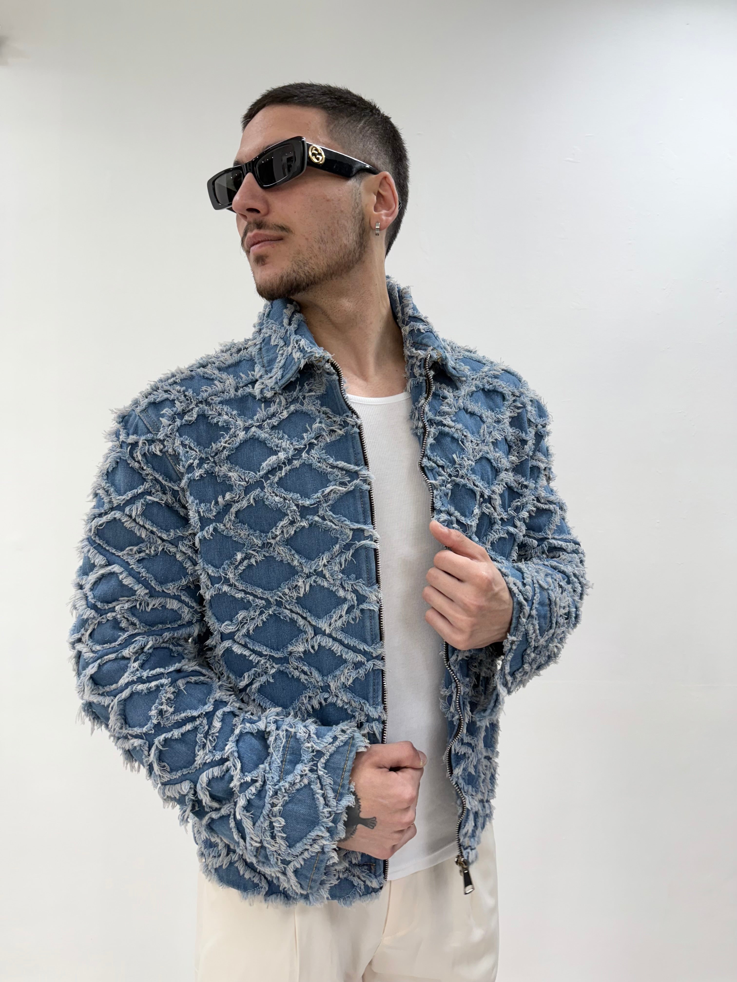 Giacca jeans lavorata