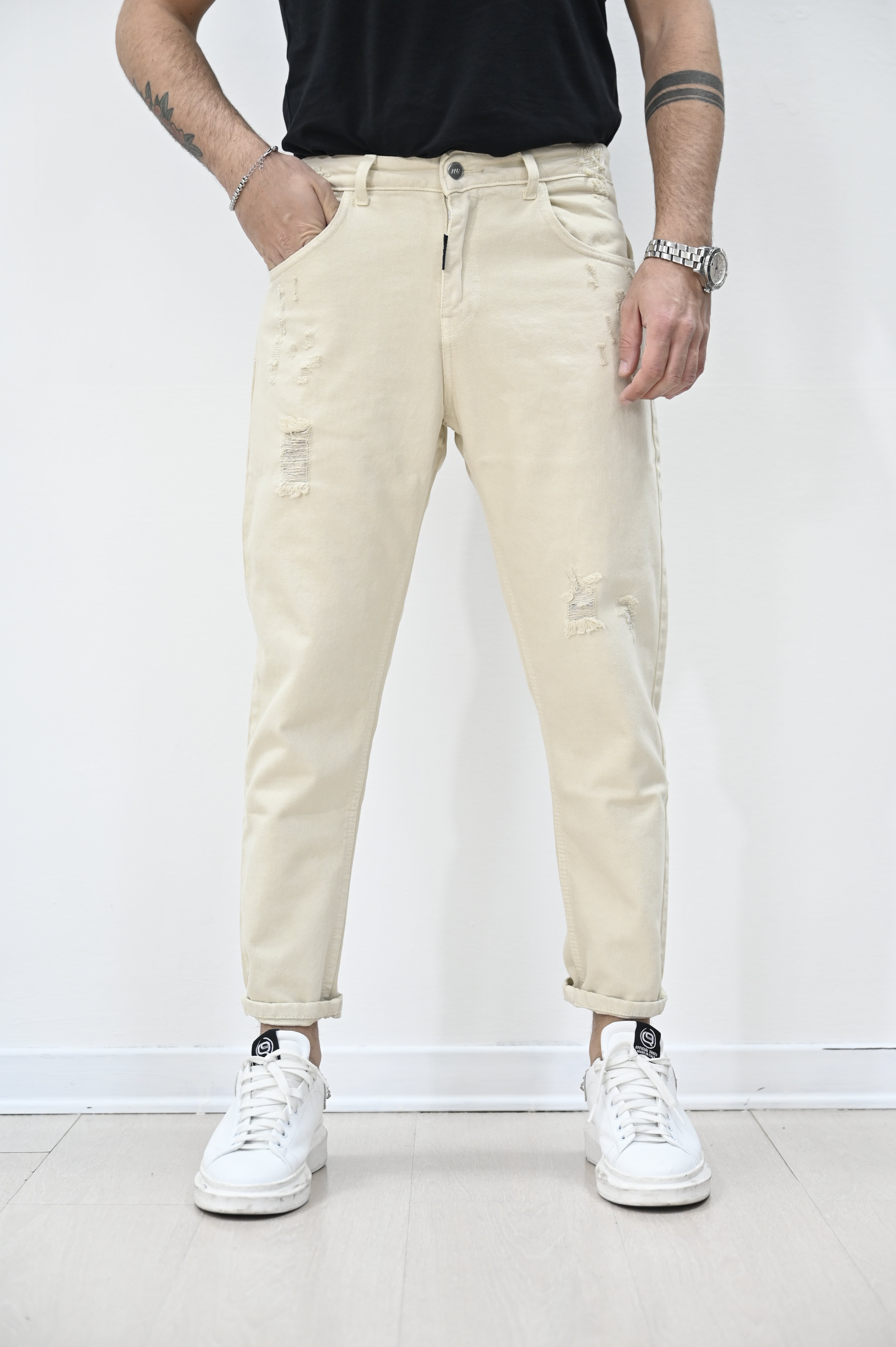 Jeans rotture panna NJB