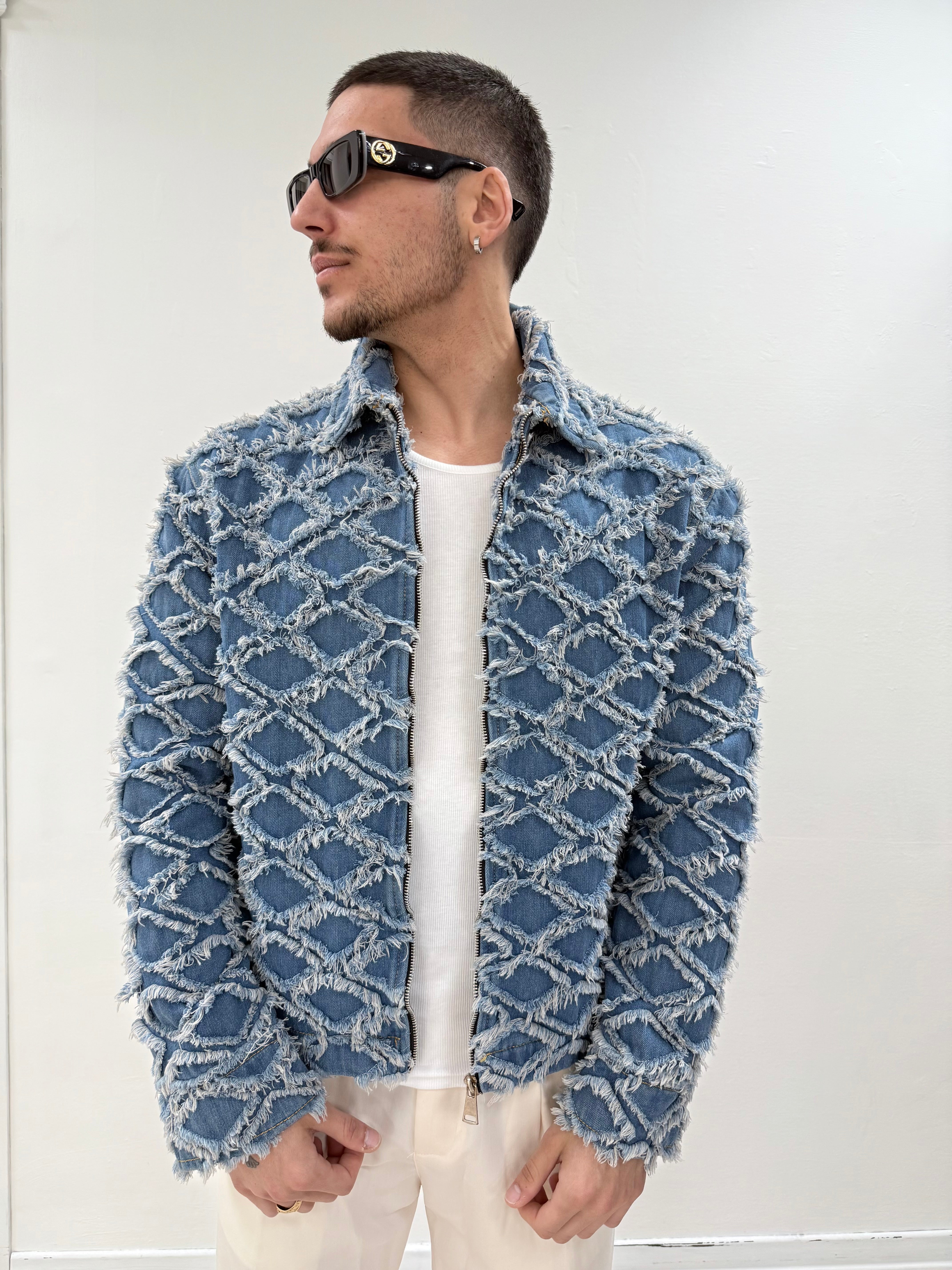 Giacca jeans lavorata