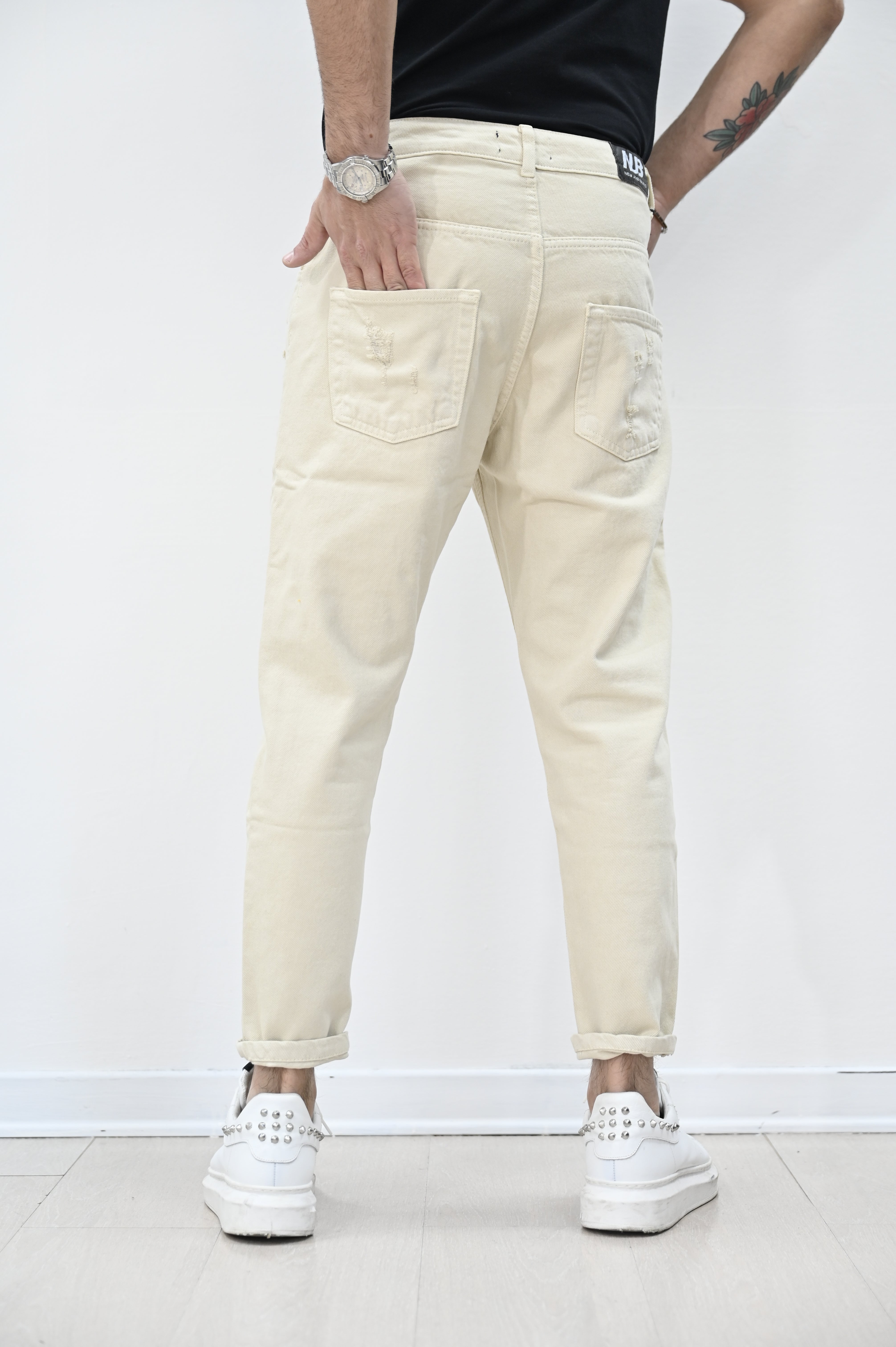 Jeans rotture panna NJB