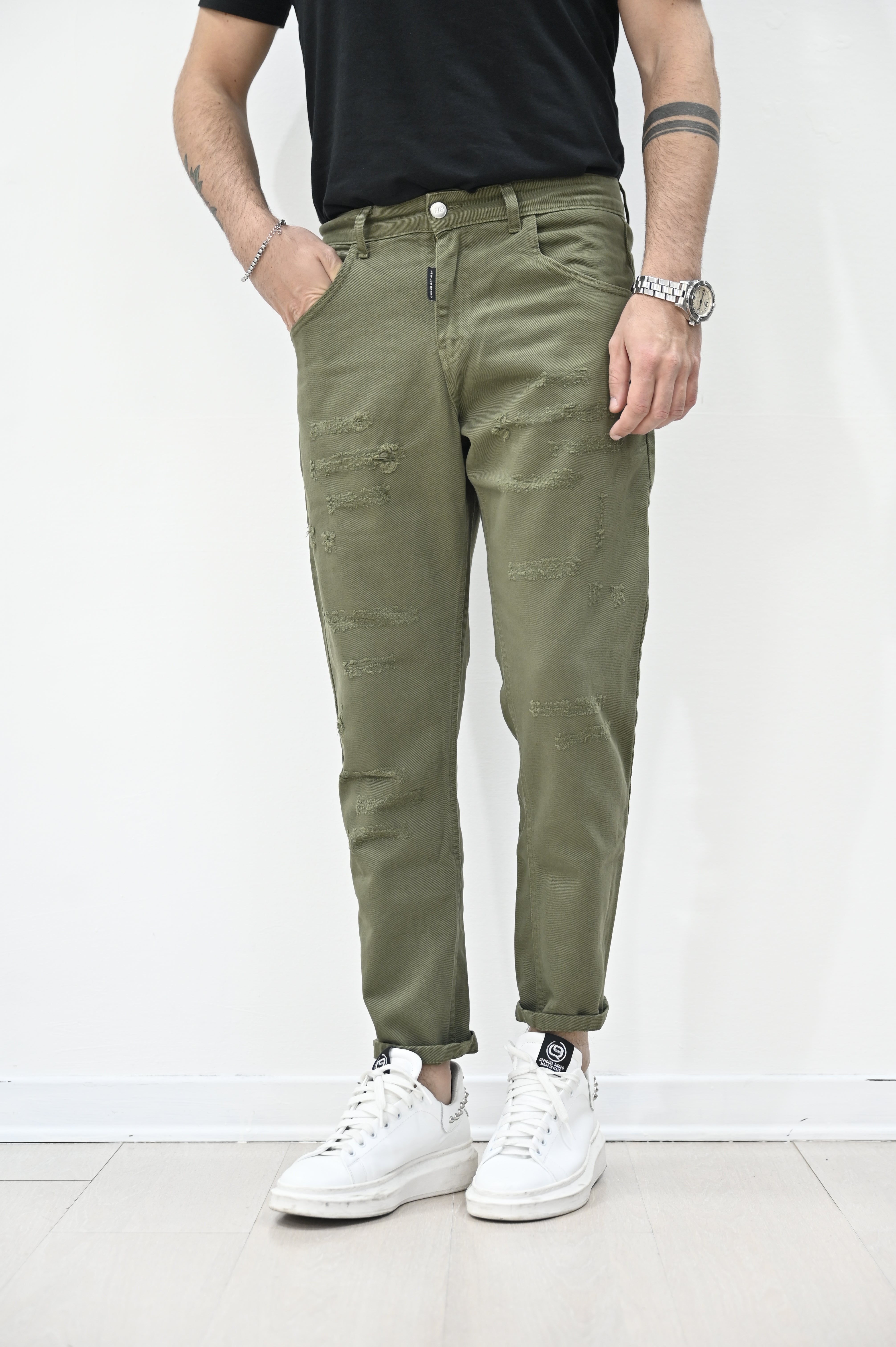 Jeans rotture verde NJB
