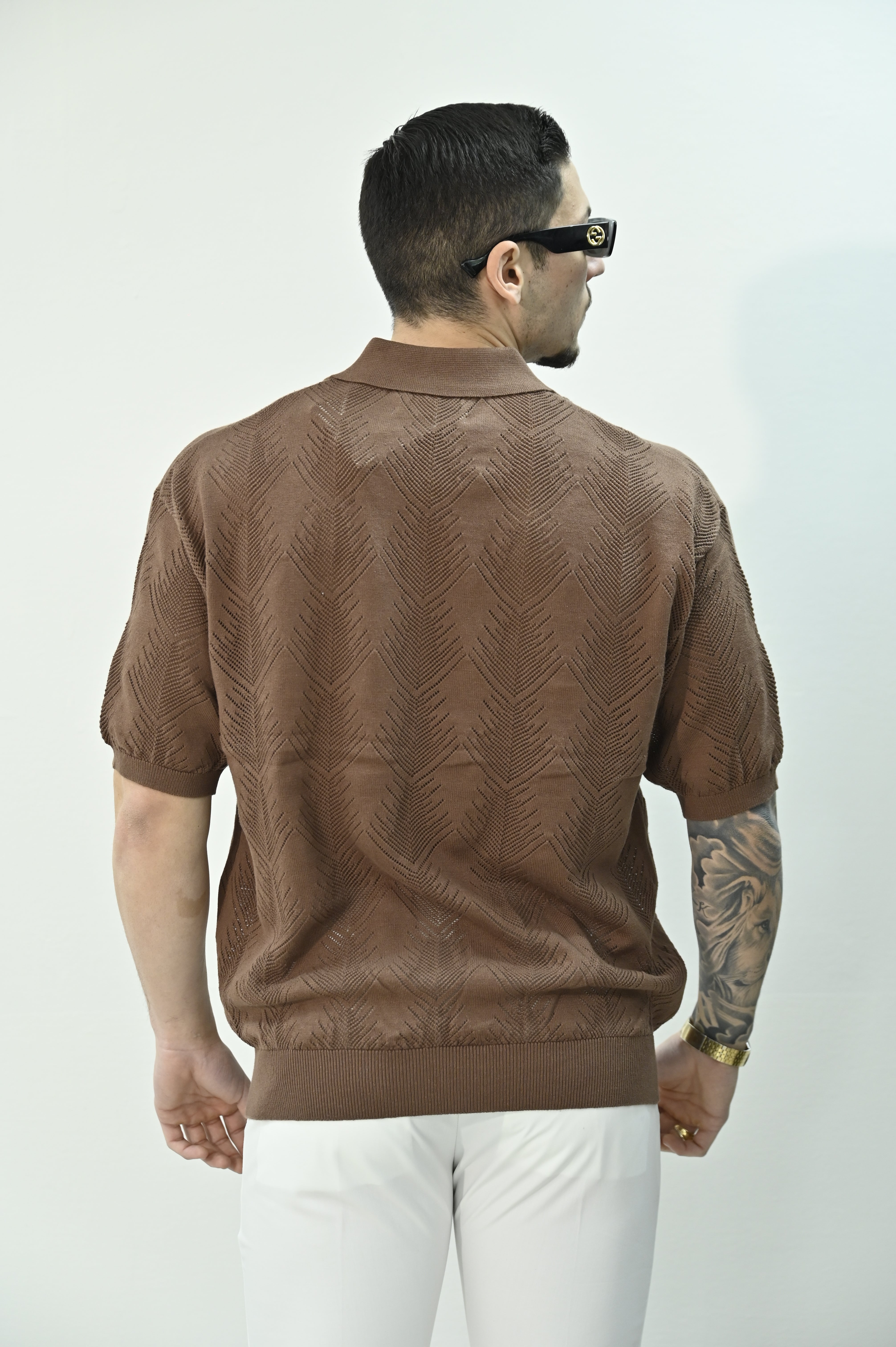 Polo traforata coffe