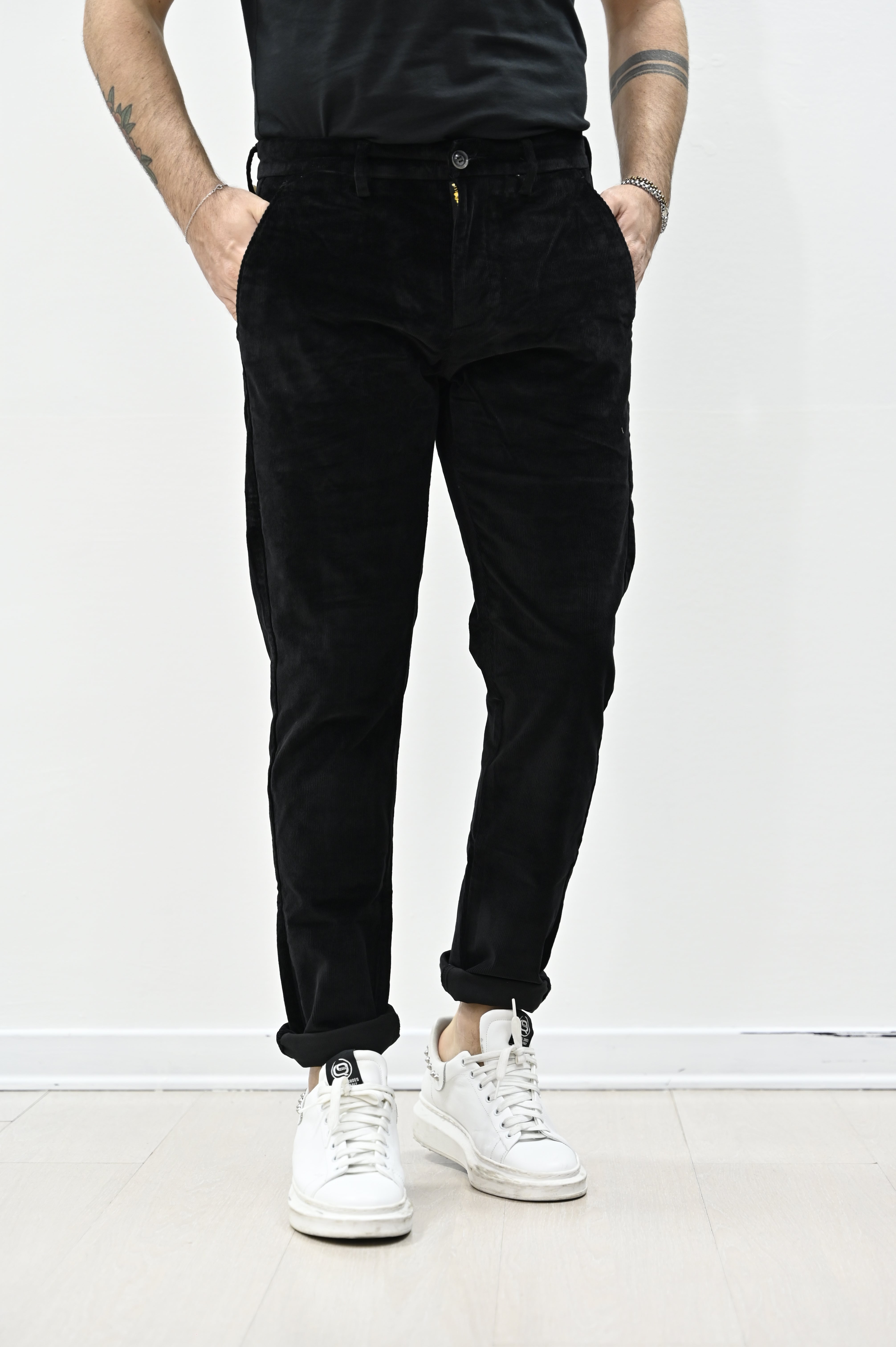 Pantalone velluto nero Gianni Lupo