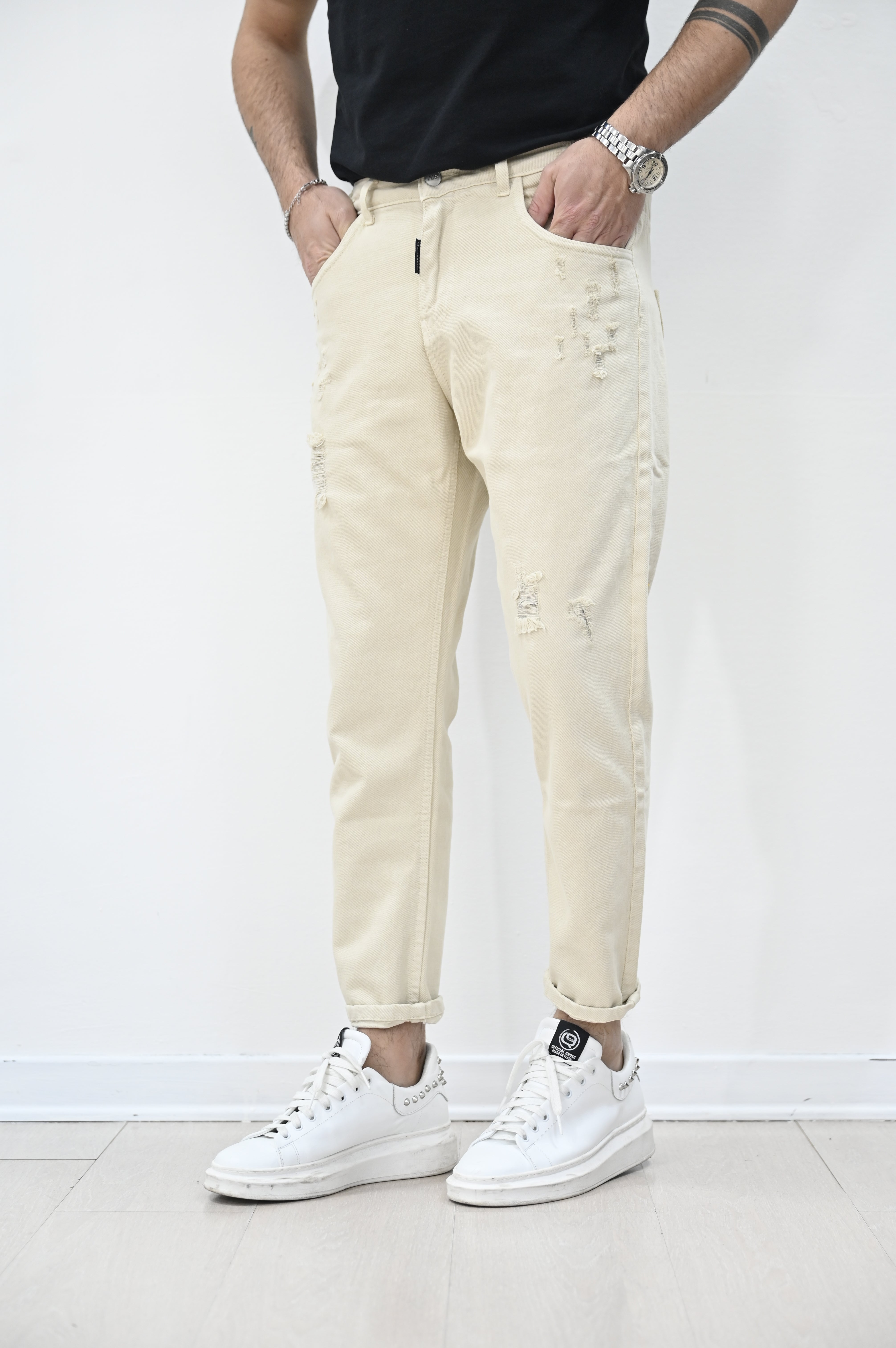 Jeans rotture panna NJB