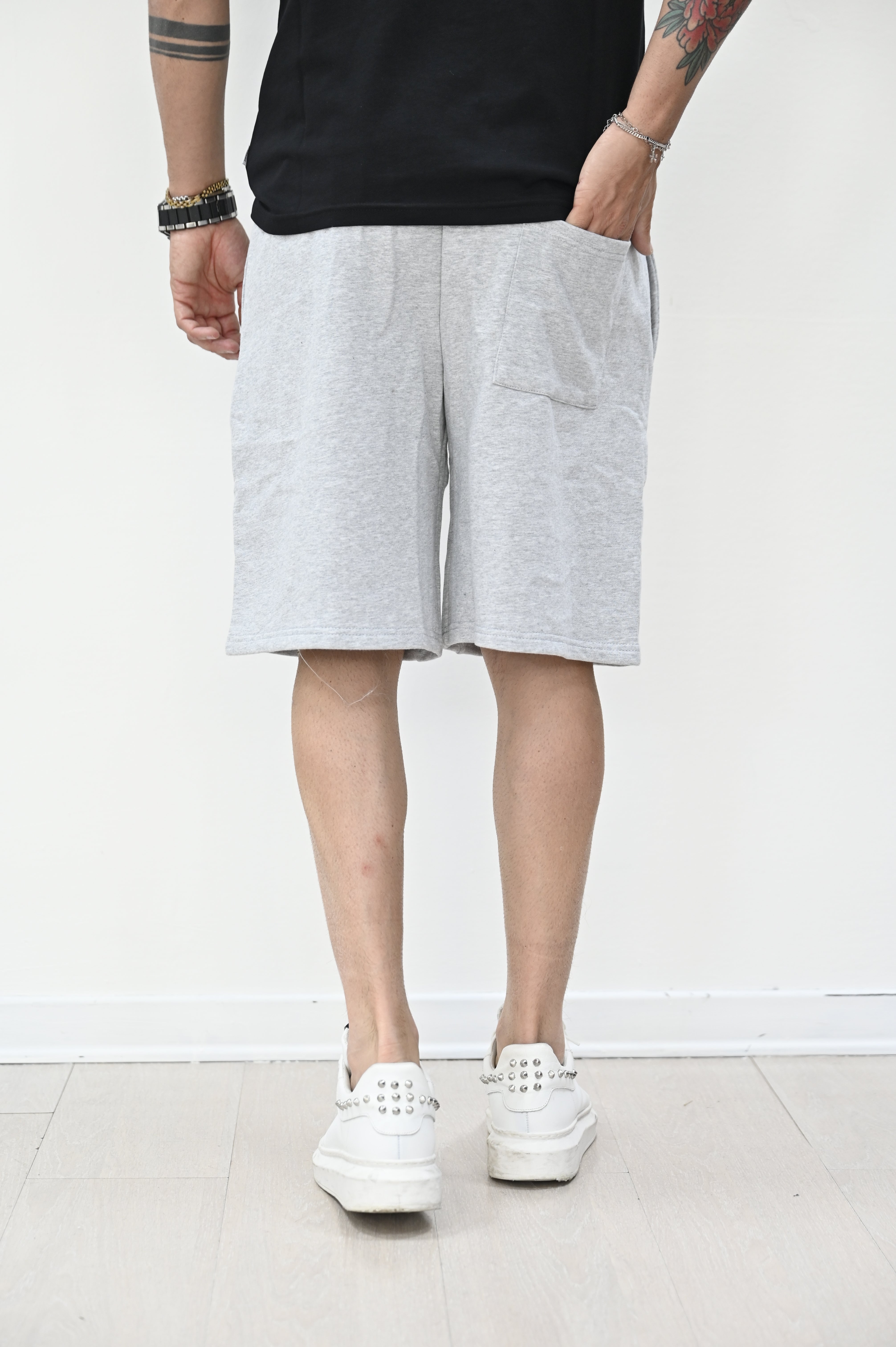 Bermuda in felpa basic grigio