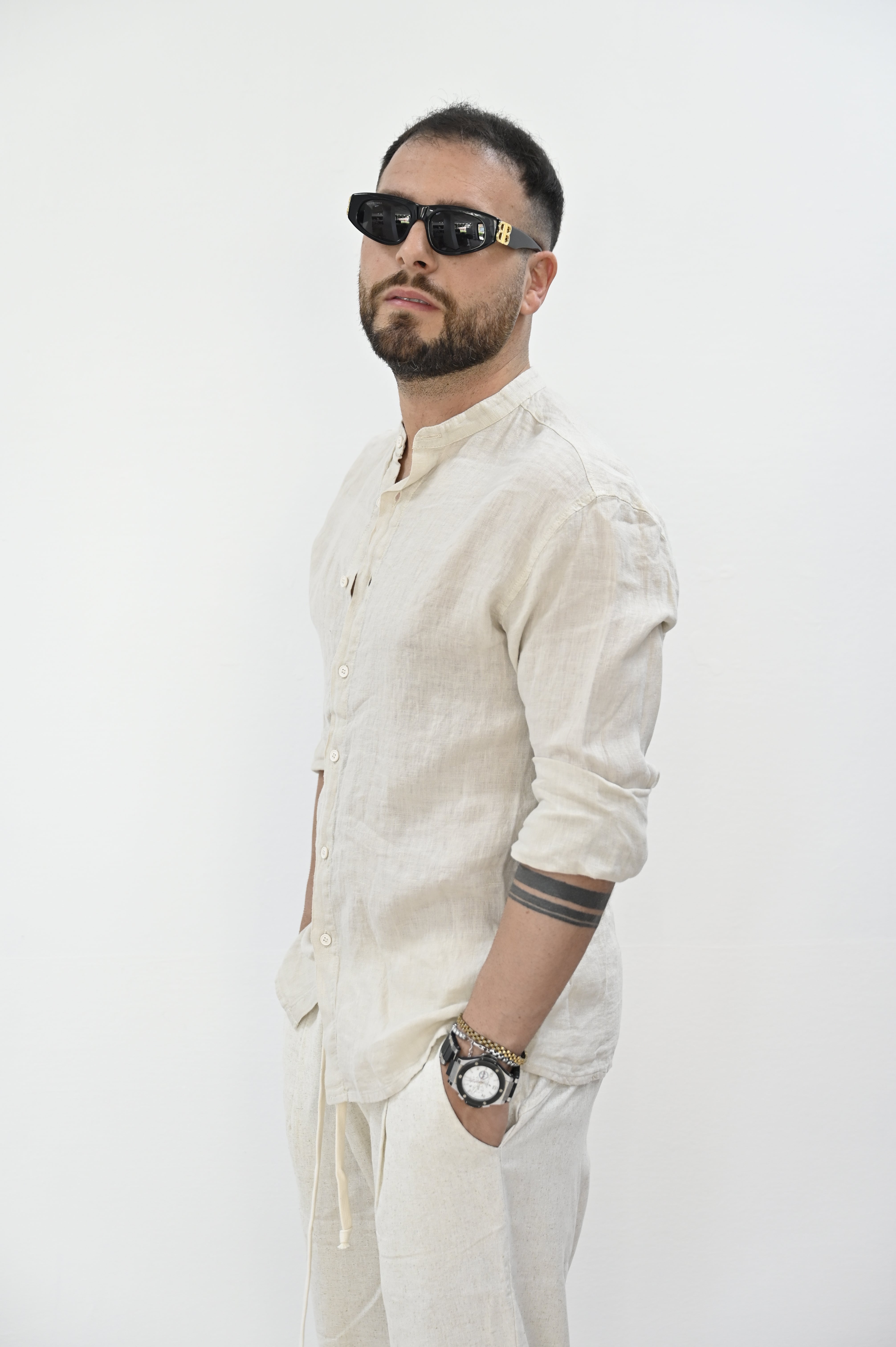 Camicia lino beige