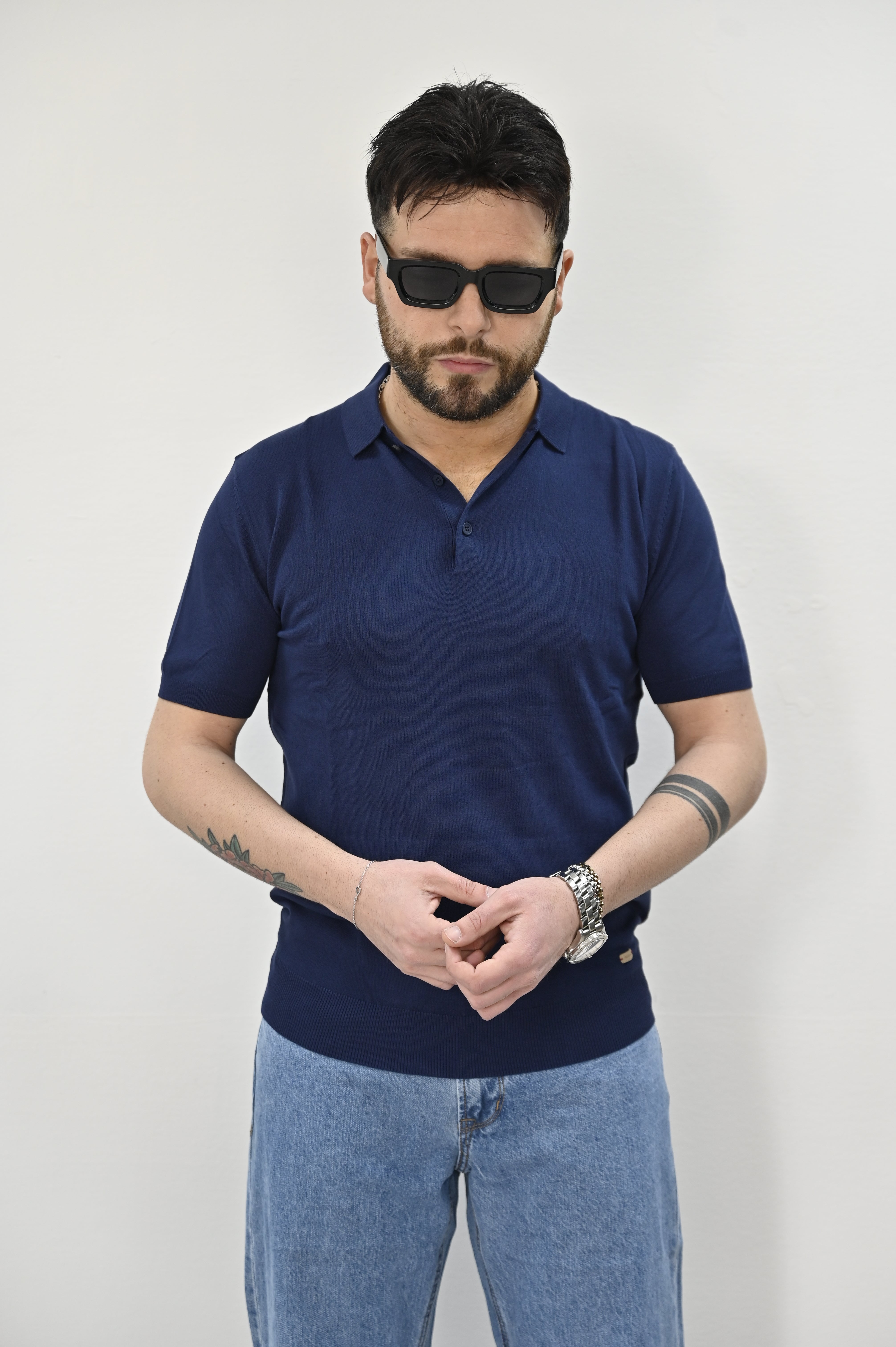 Polo in filo navy Gianni Lupo