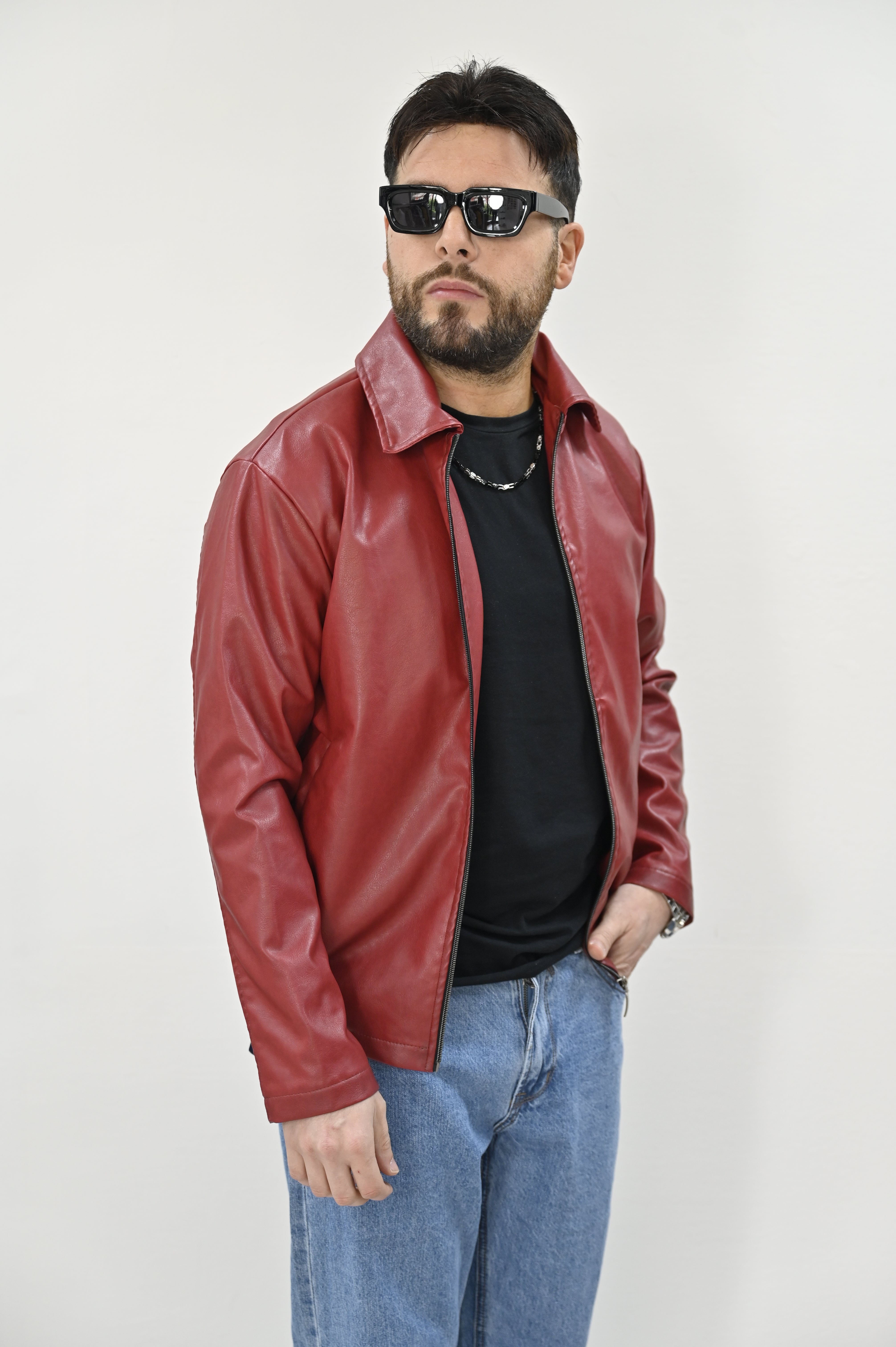 Giacca crop rossa archive