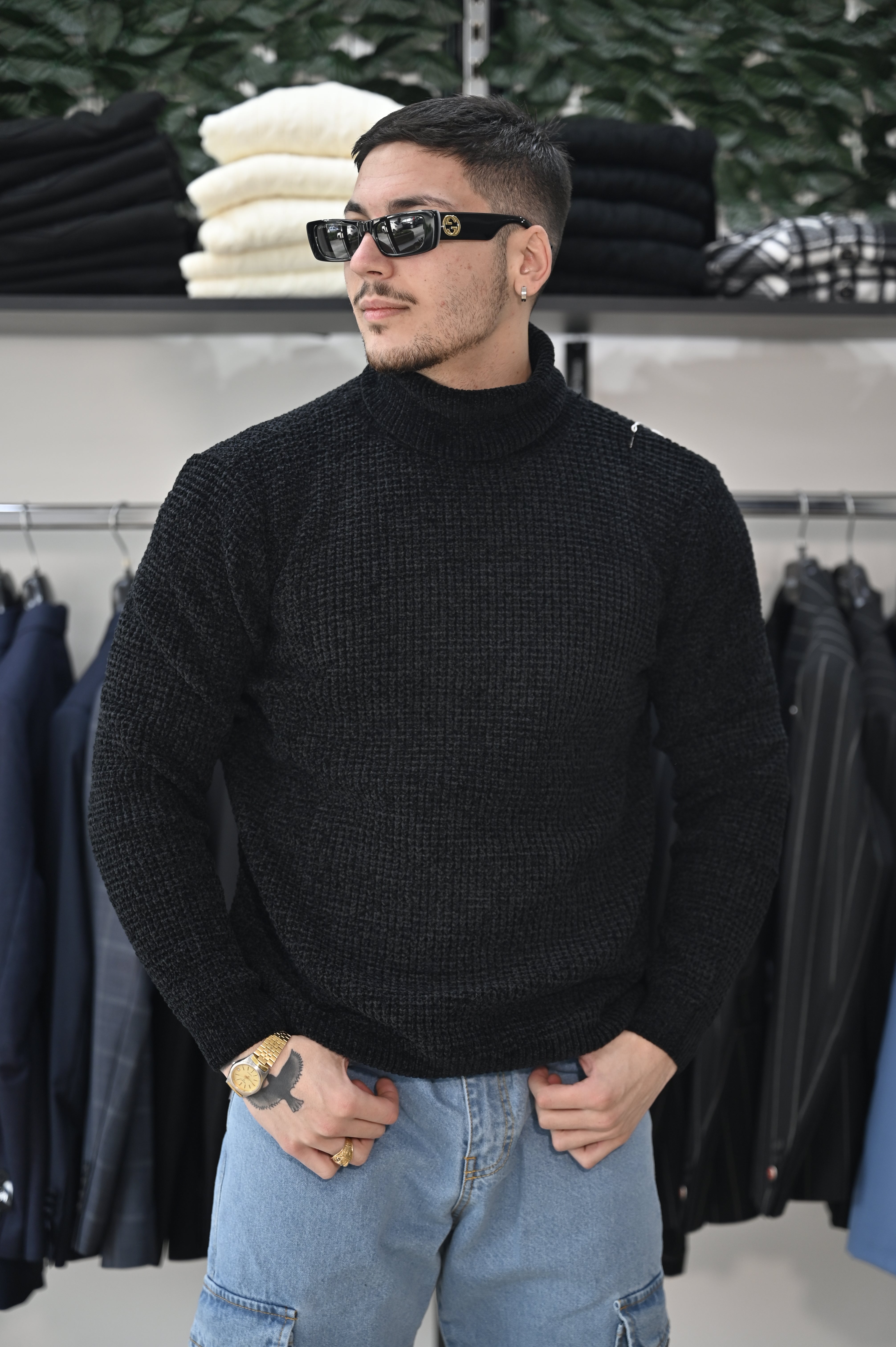 Dolcevita ciniglia nero