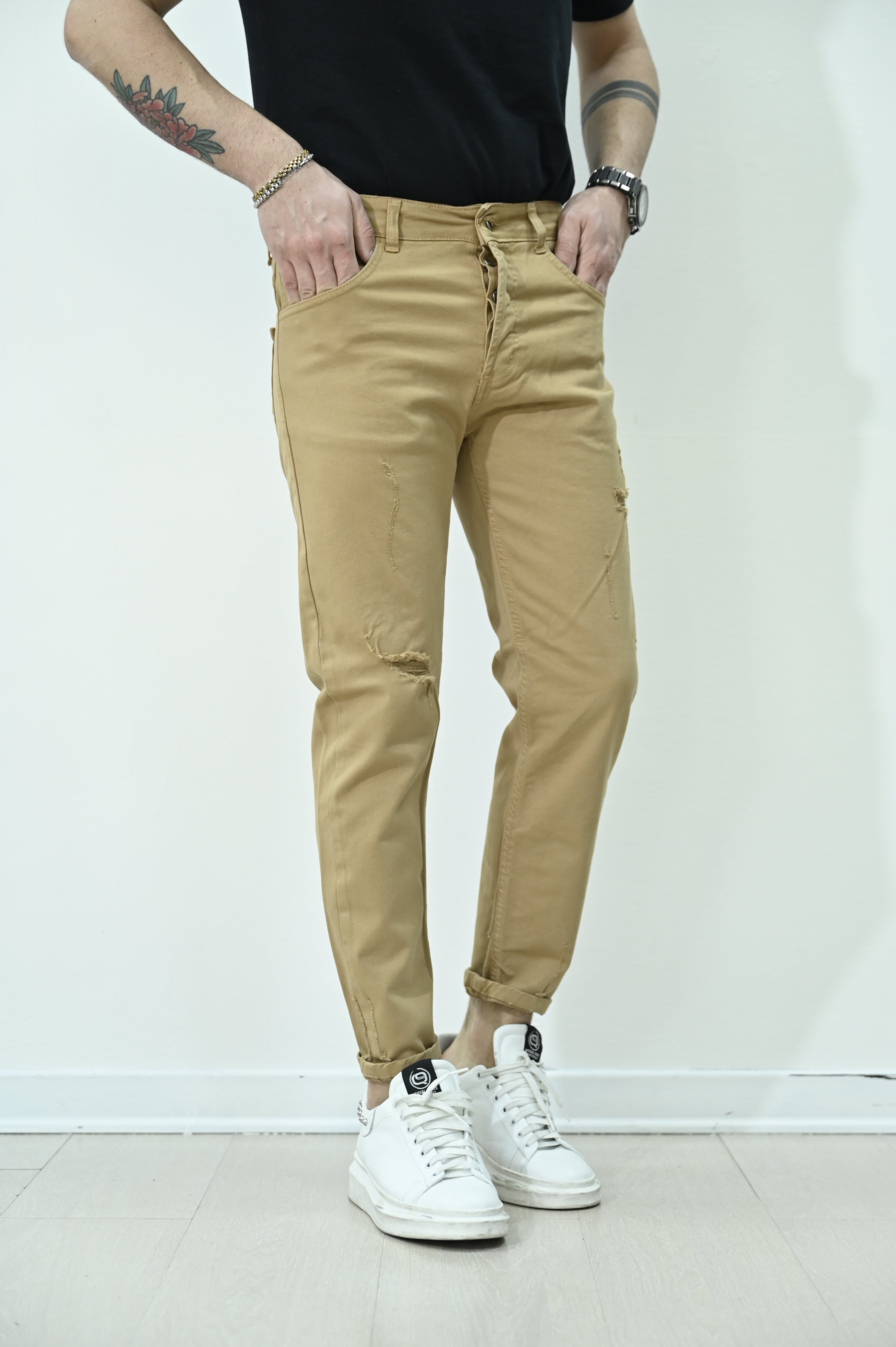 Jeans carrot fit tabacco