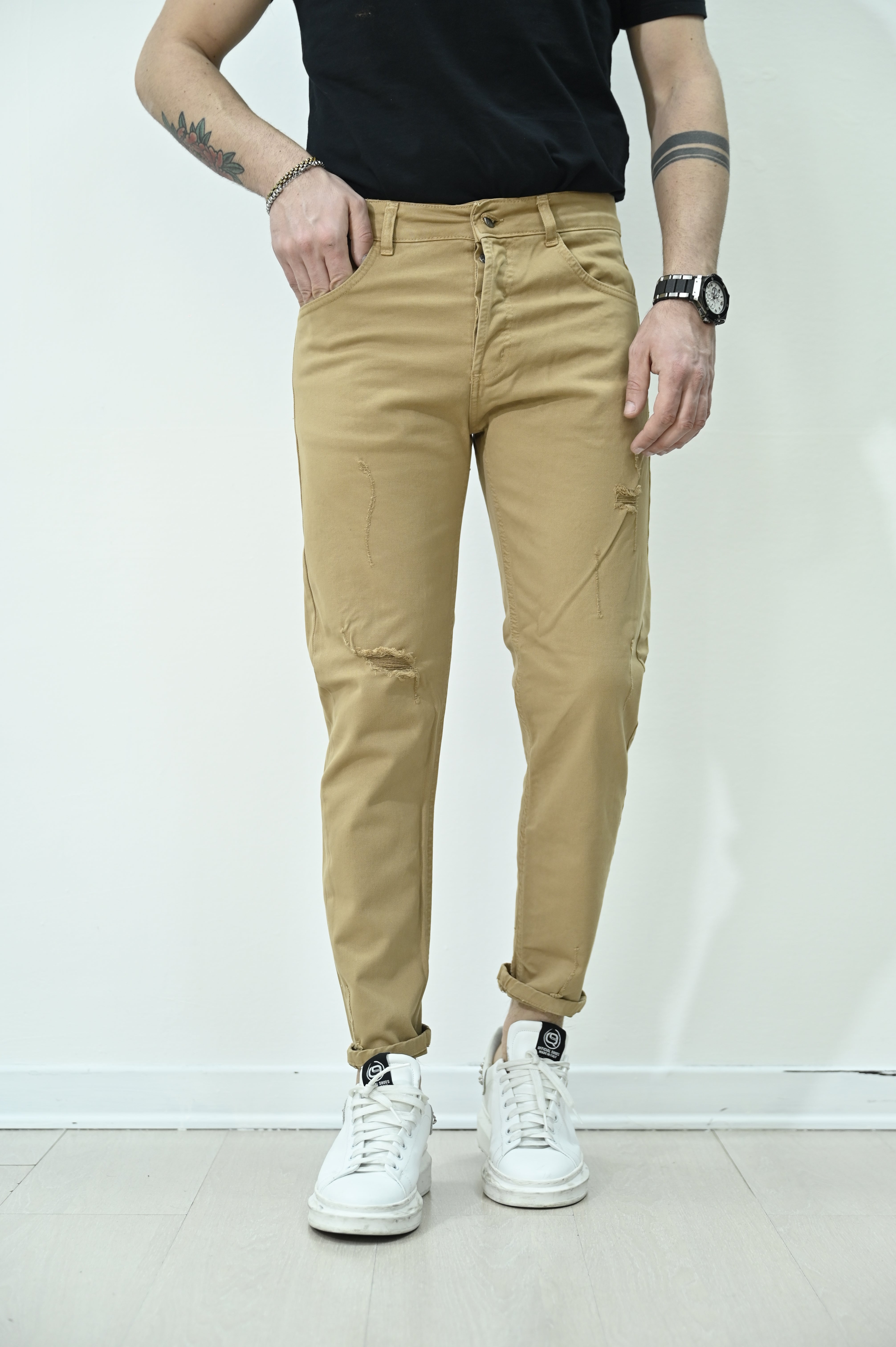 Jeans carrot fit tabacco