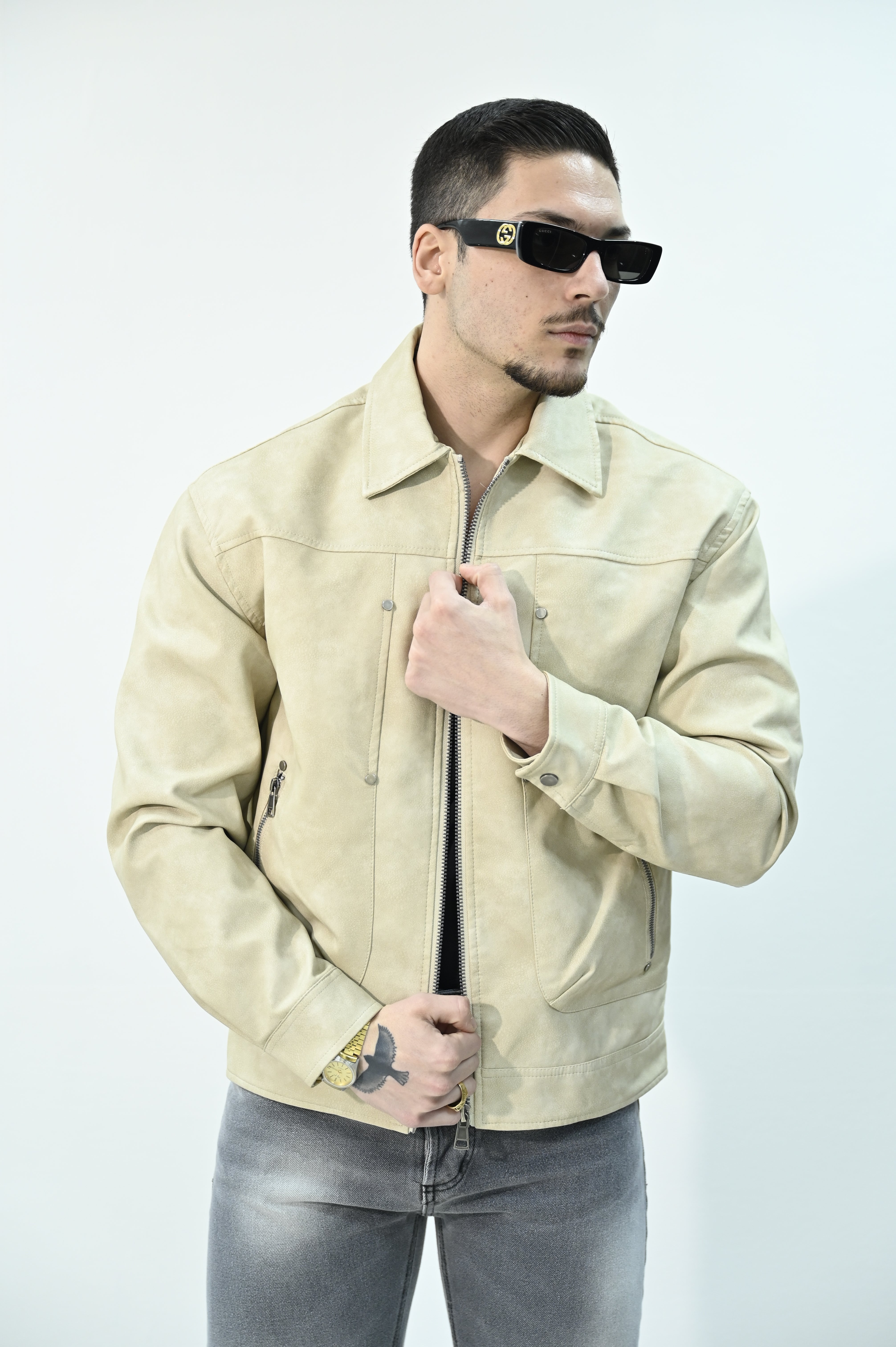 Giacca aviator beige