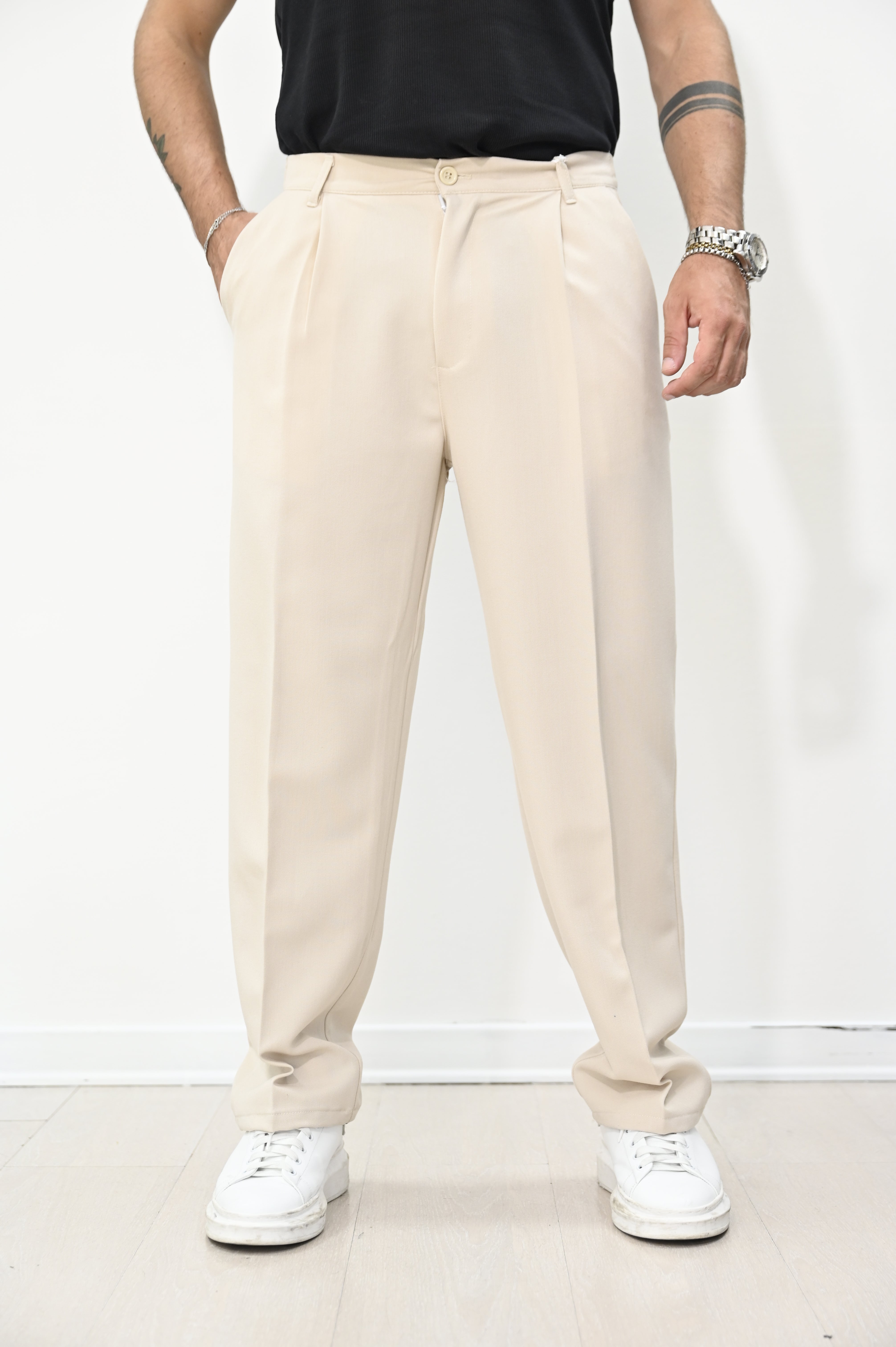Pantalone loose fit beige Nope