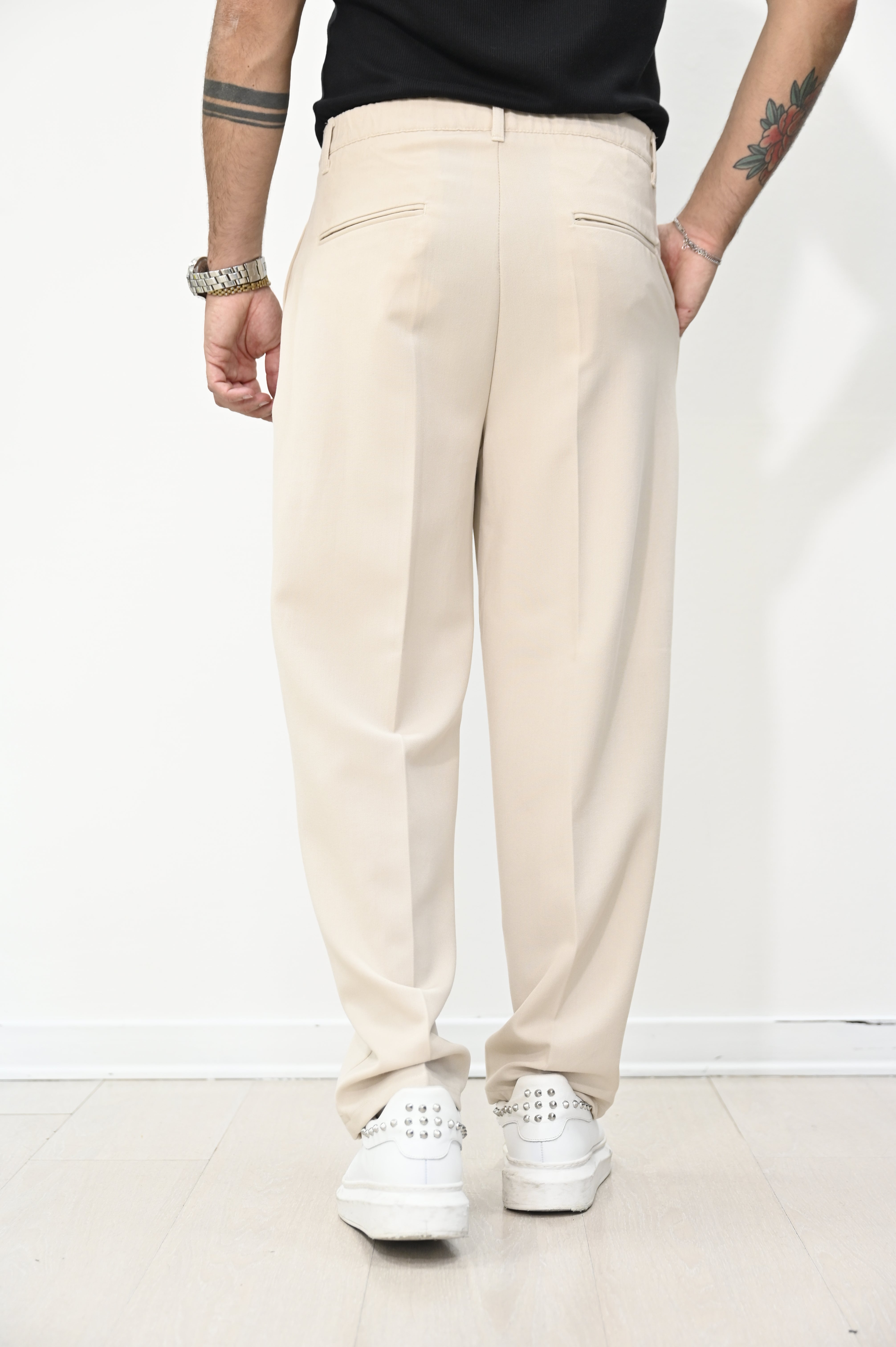 Pantalone loose fit beige Nope