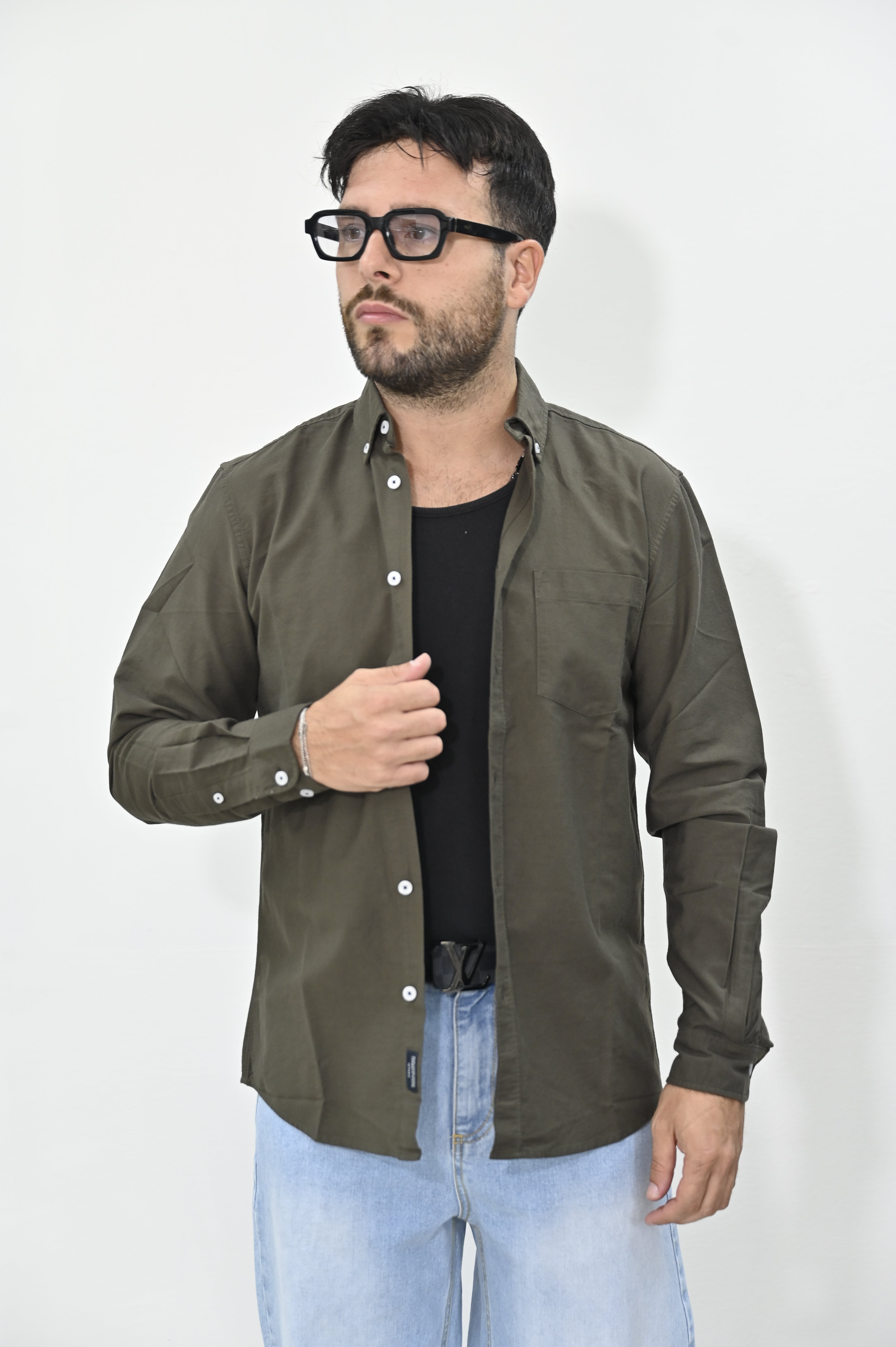 Camicia cotone Oxford verde