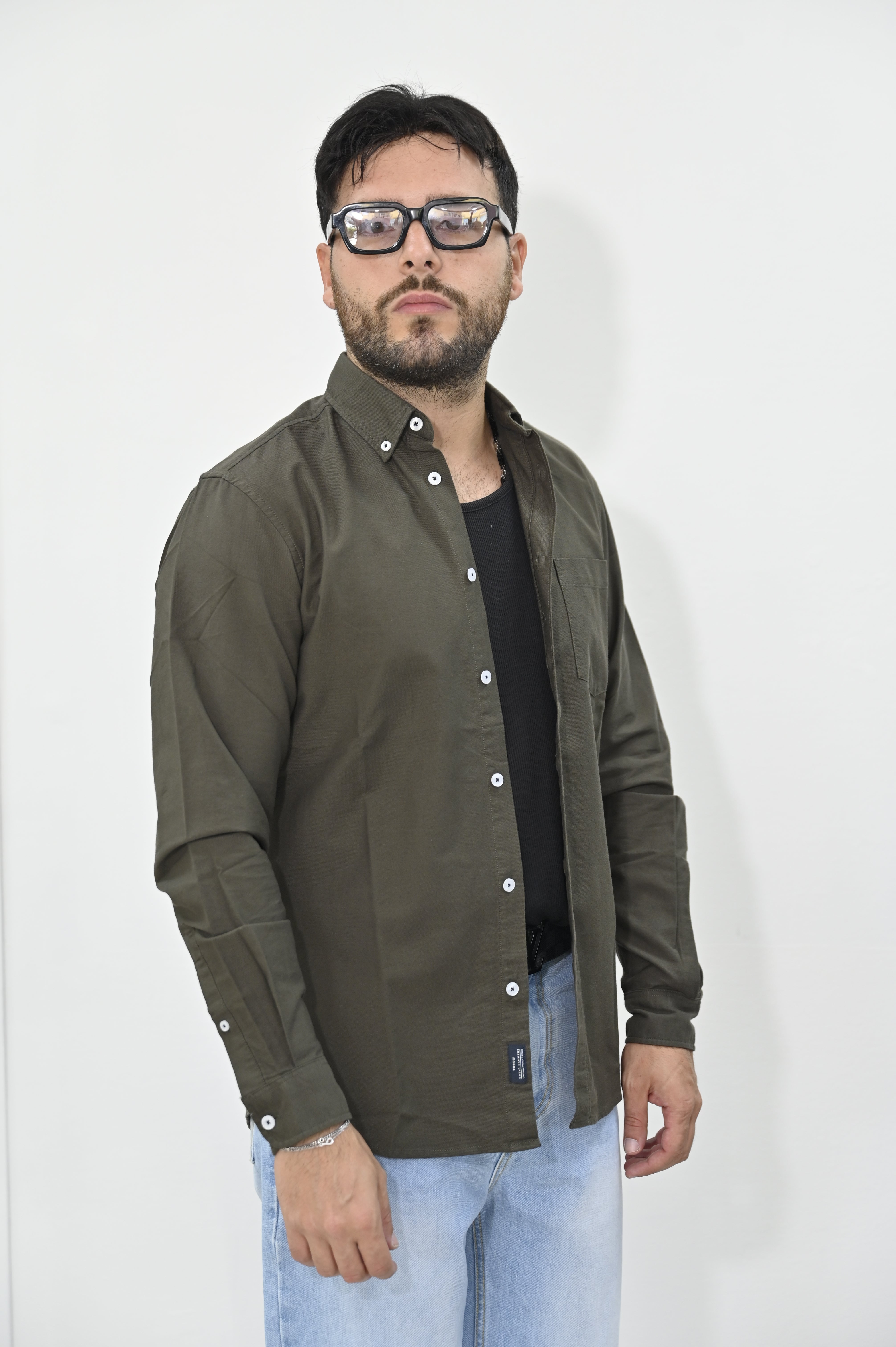 Camicia cotone Oxford verde