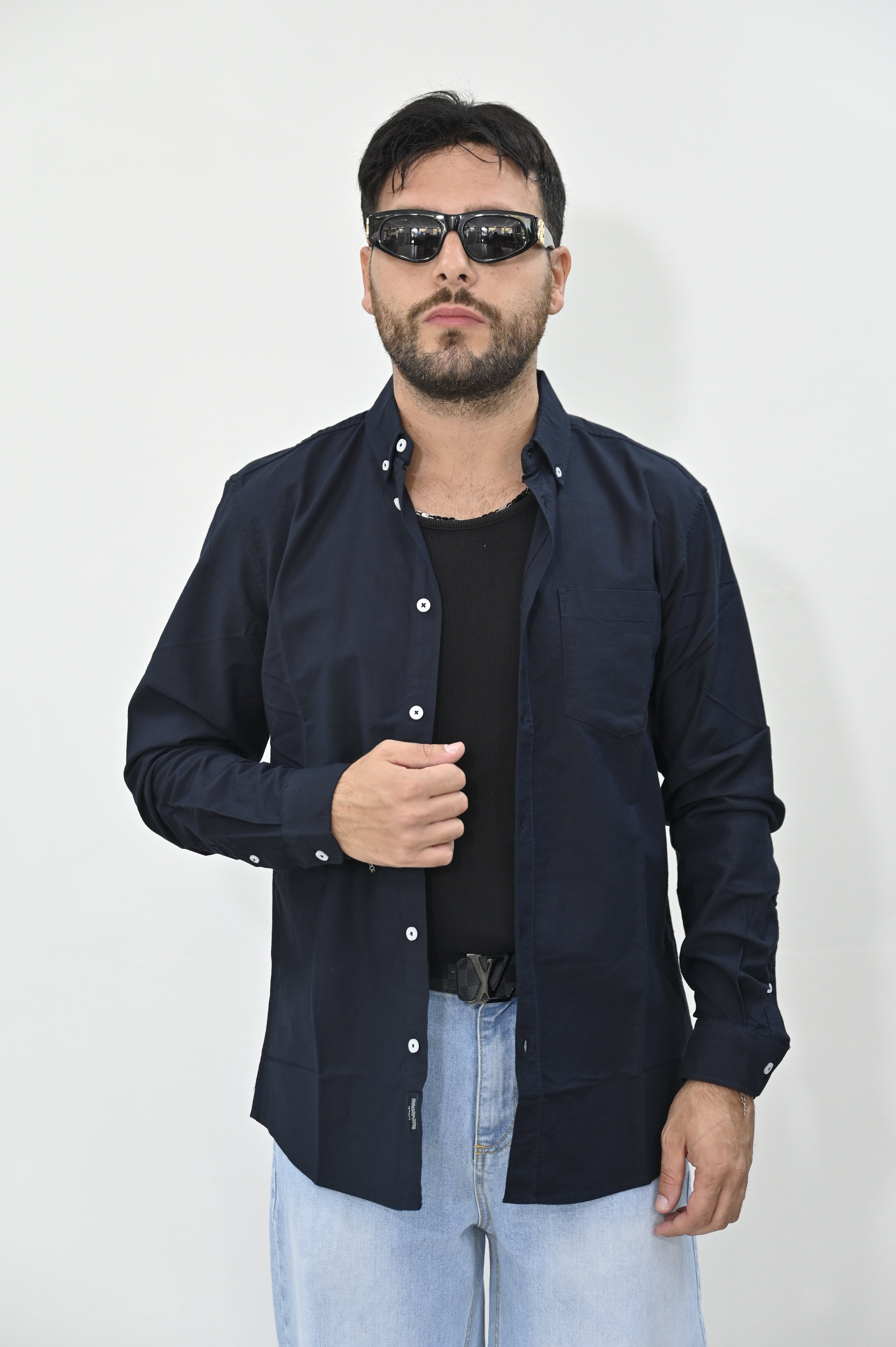 Camicia cotone Oxford blu