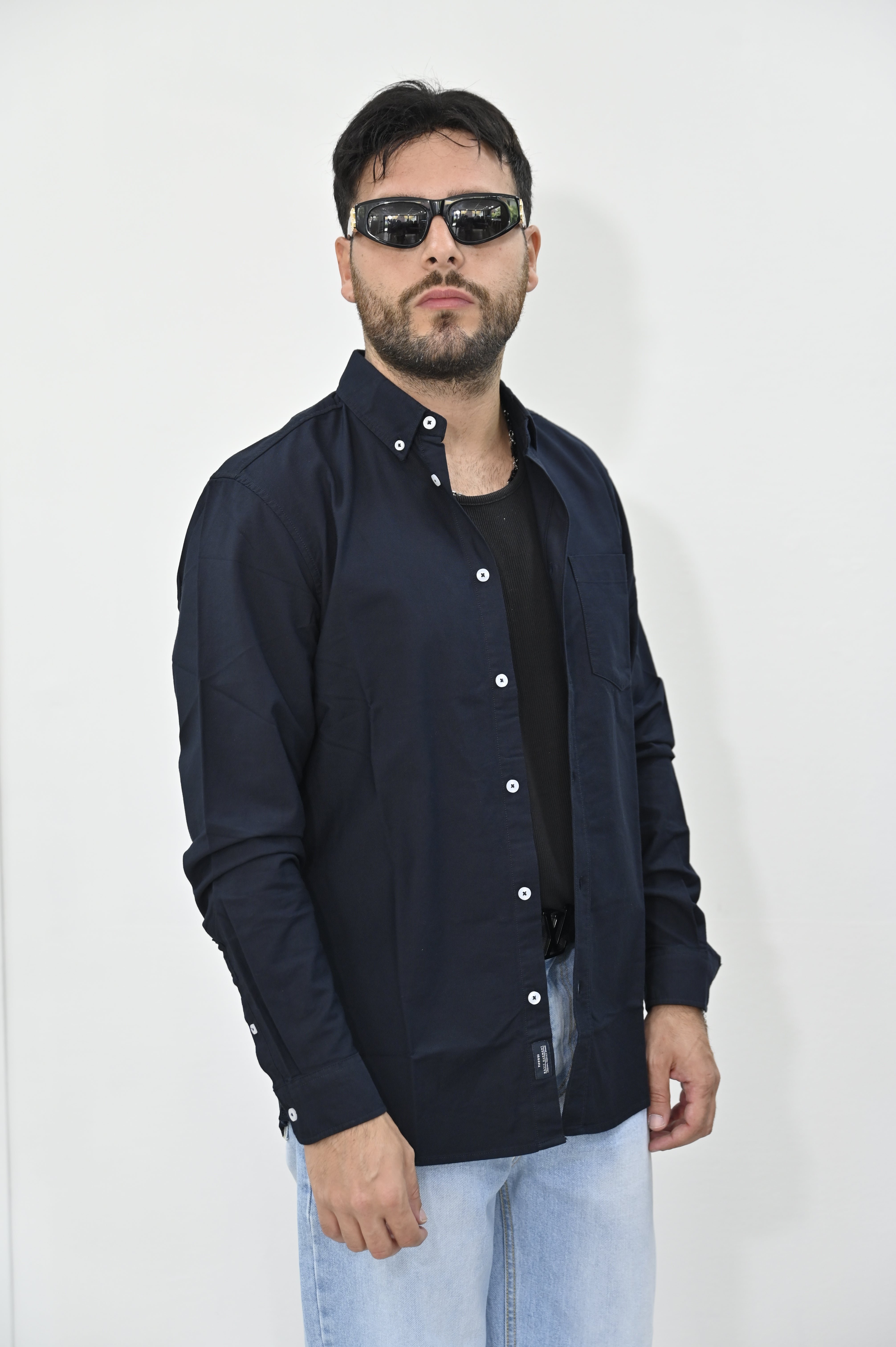 Camicia cotone Oxford blu