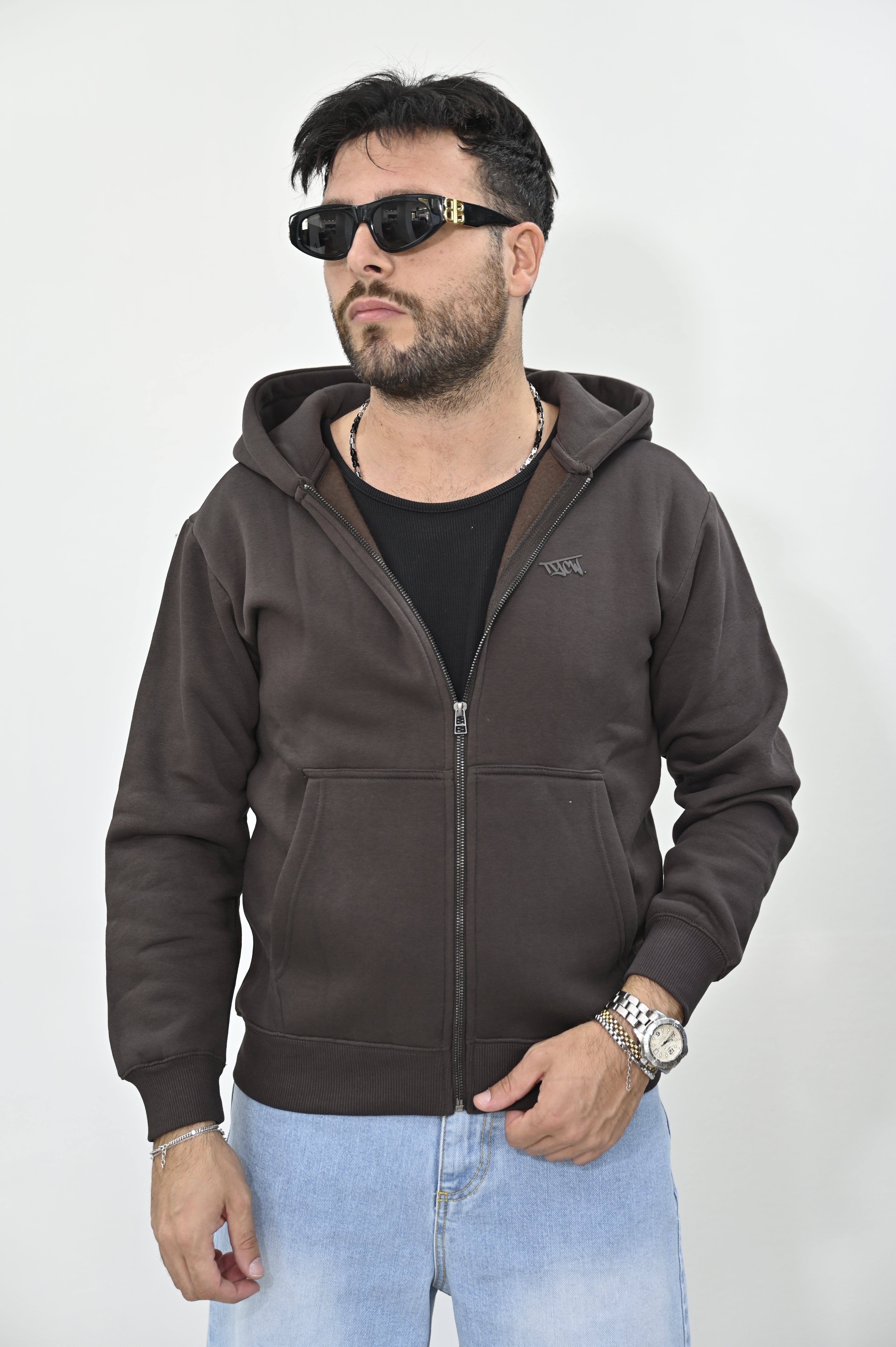 Felpa zip moka Tiffosi