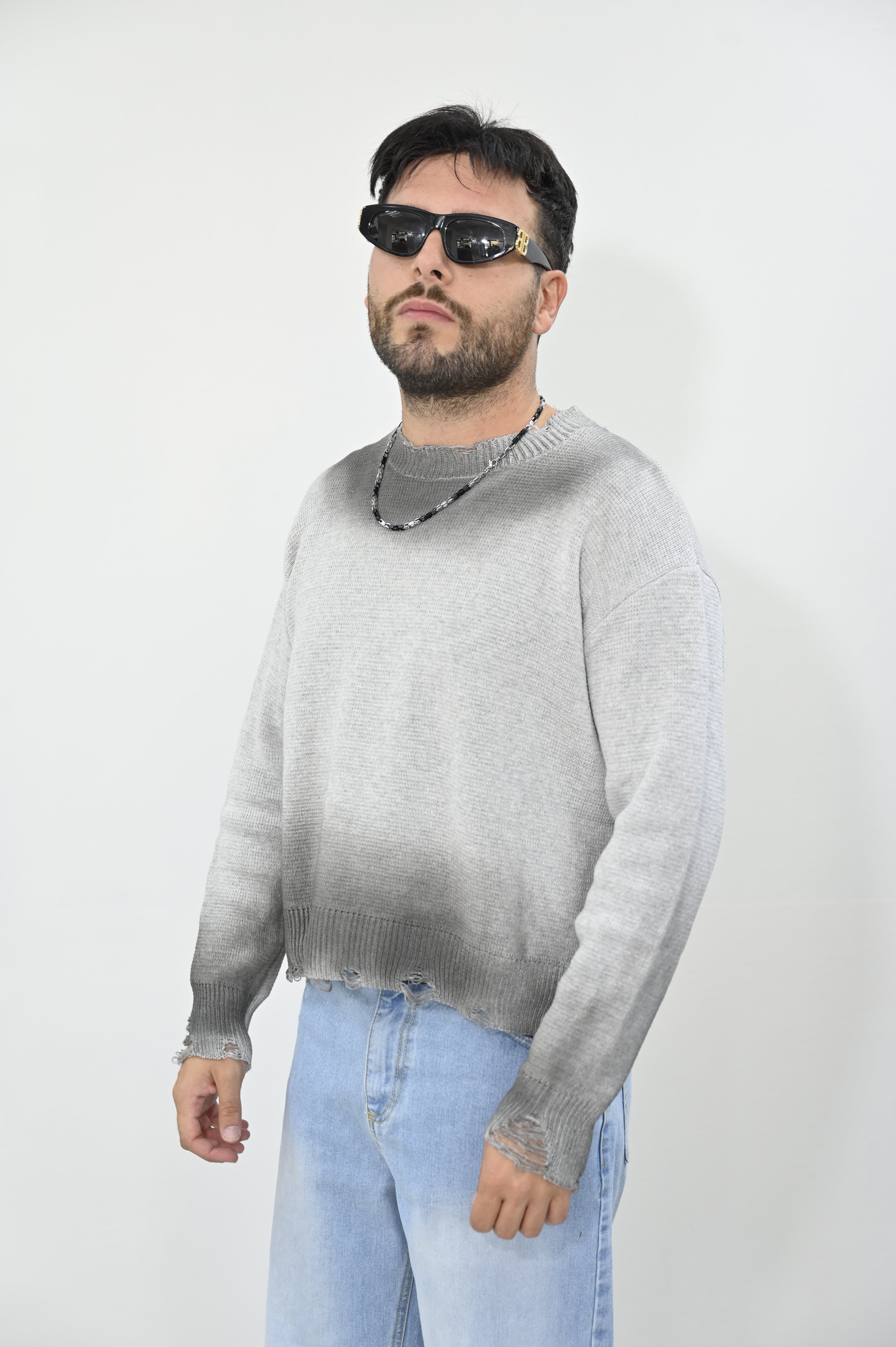 Maglione crop grigio Nope
