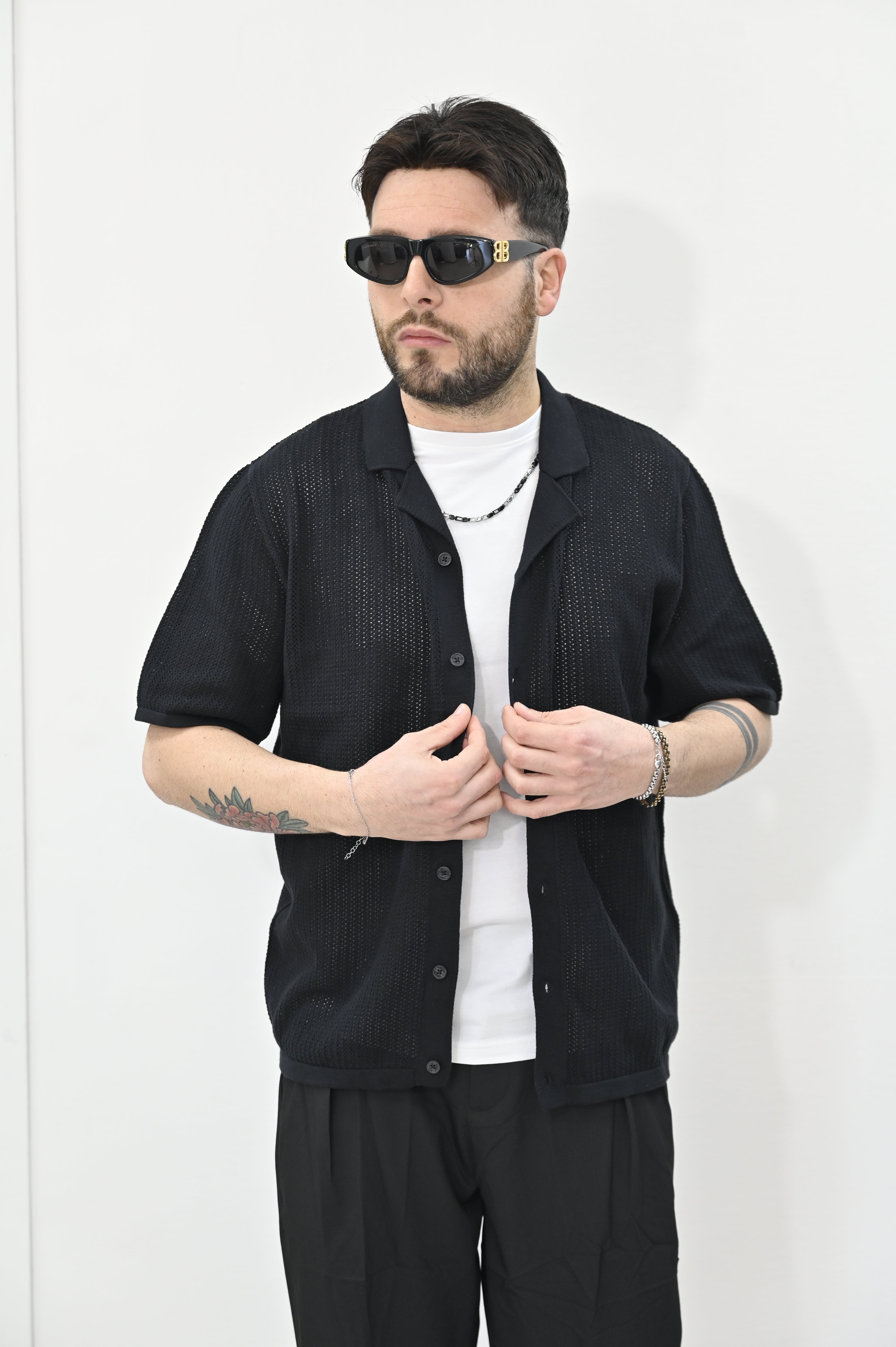 Overshirt traforata nera Jack & Jones