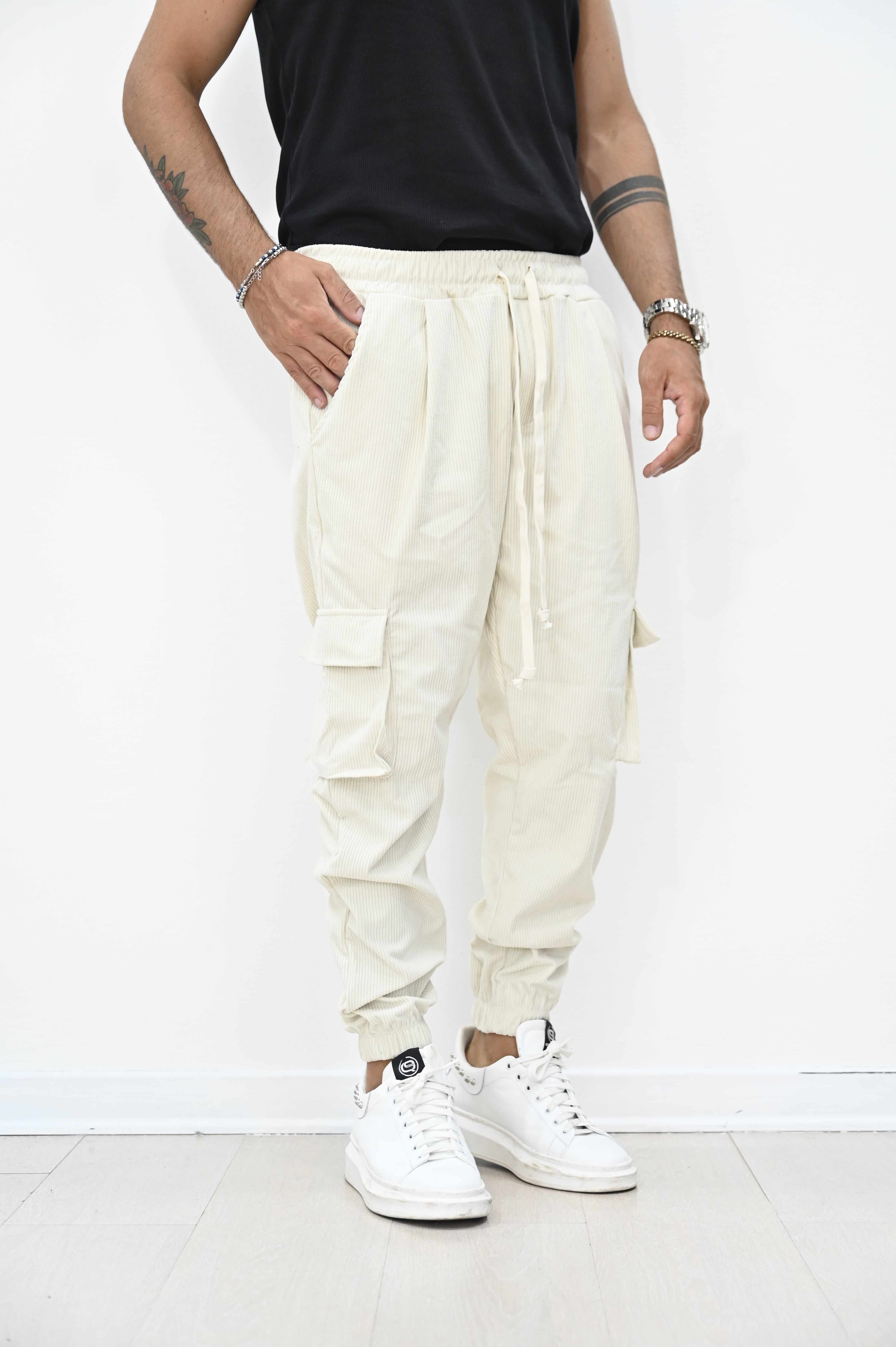 Cargoo in velluto crema