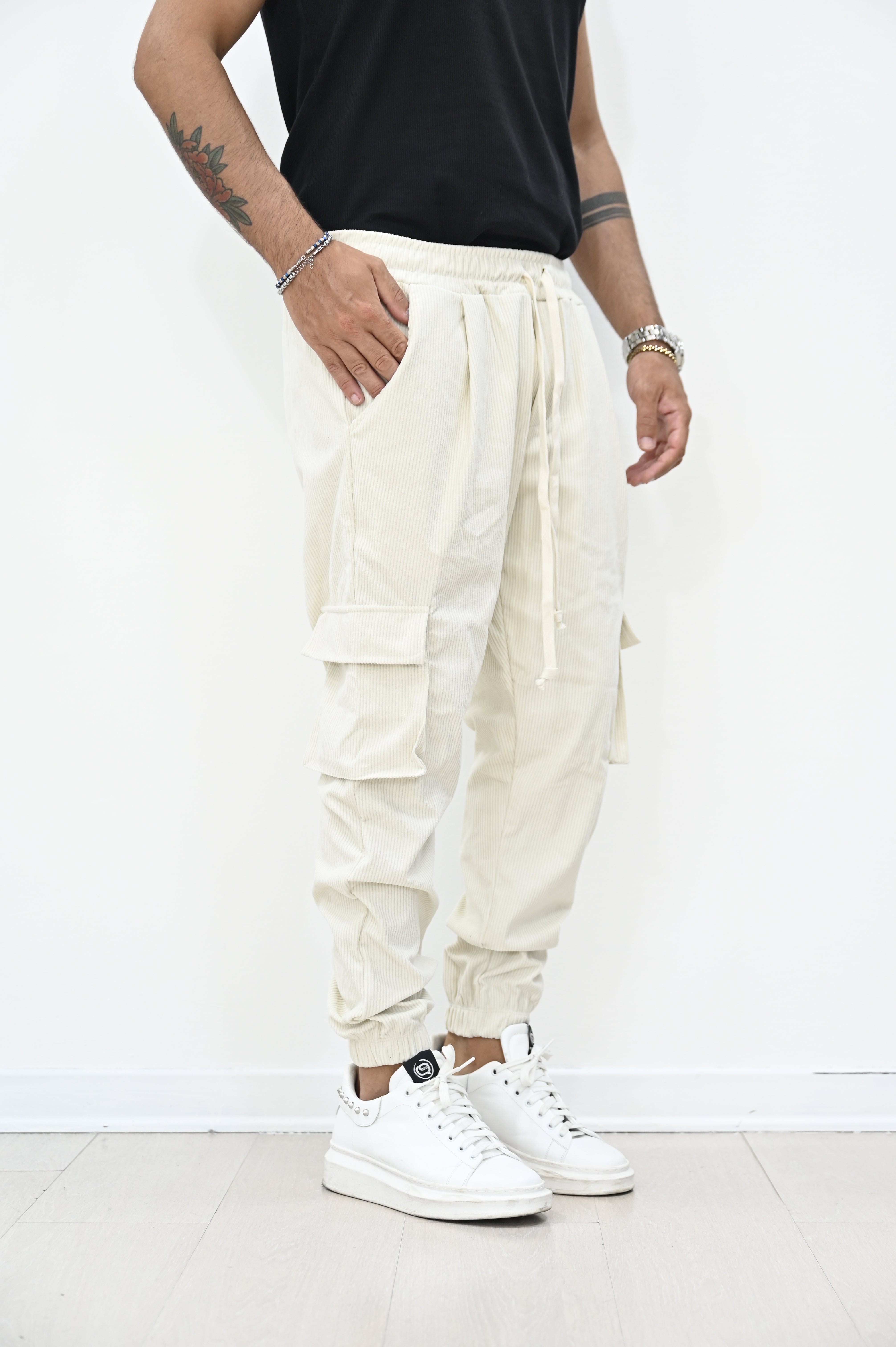 Cargoo in velluto crema