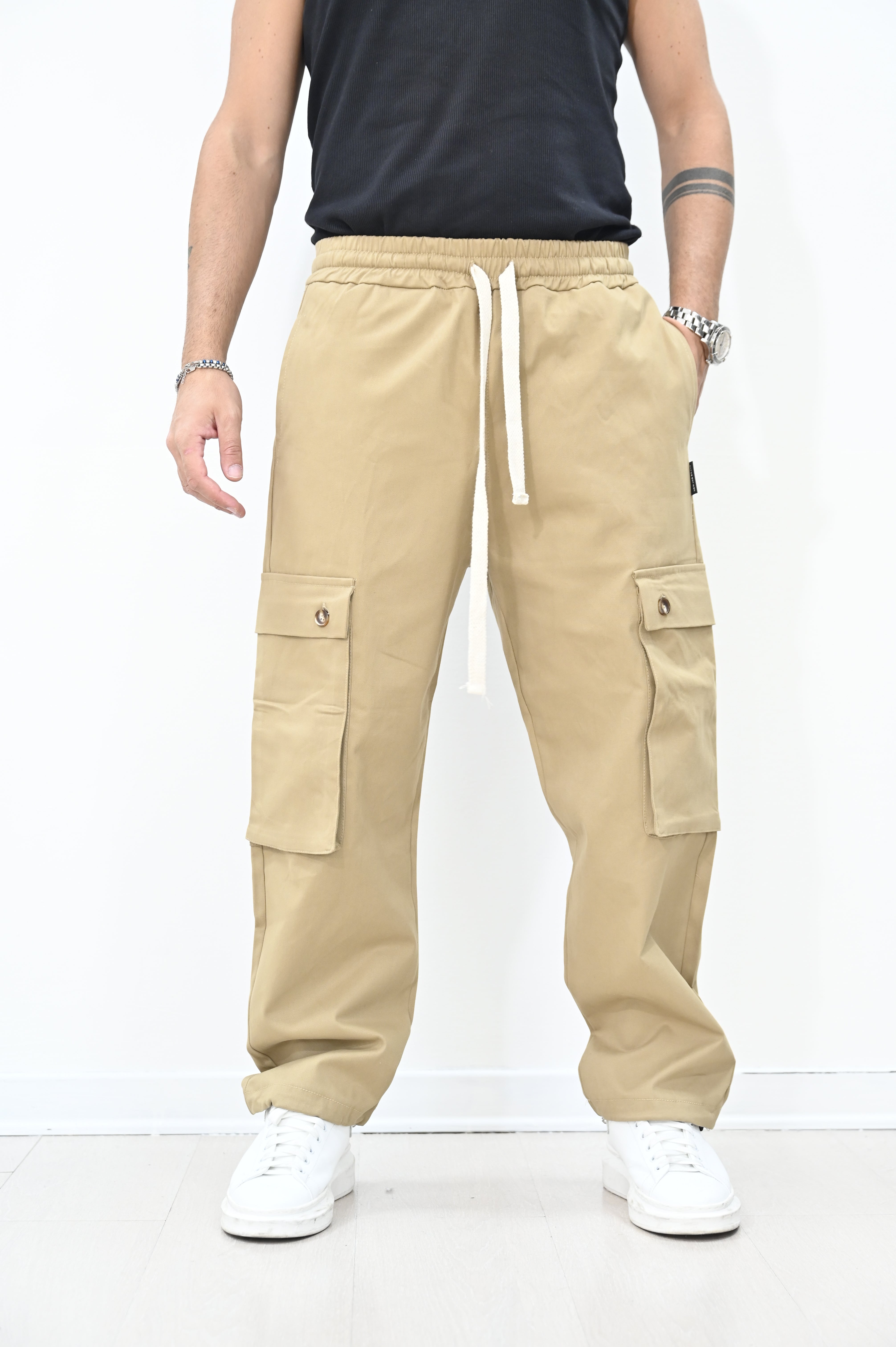 Pantacargo in gambardina sabbia NJB