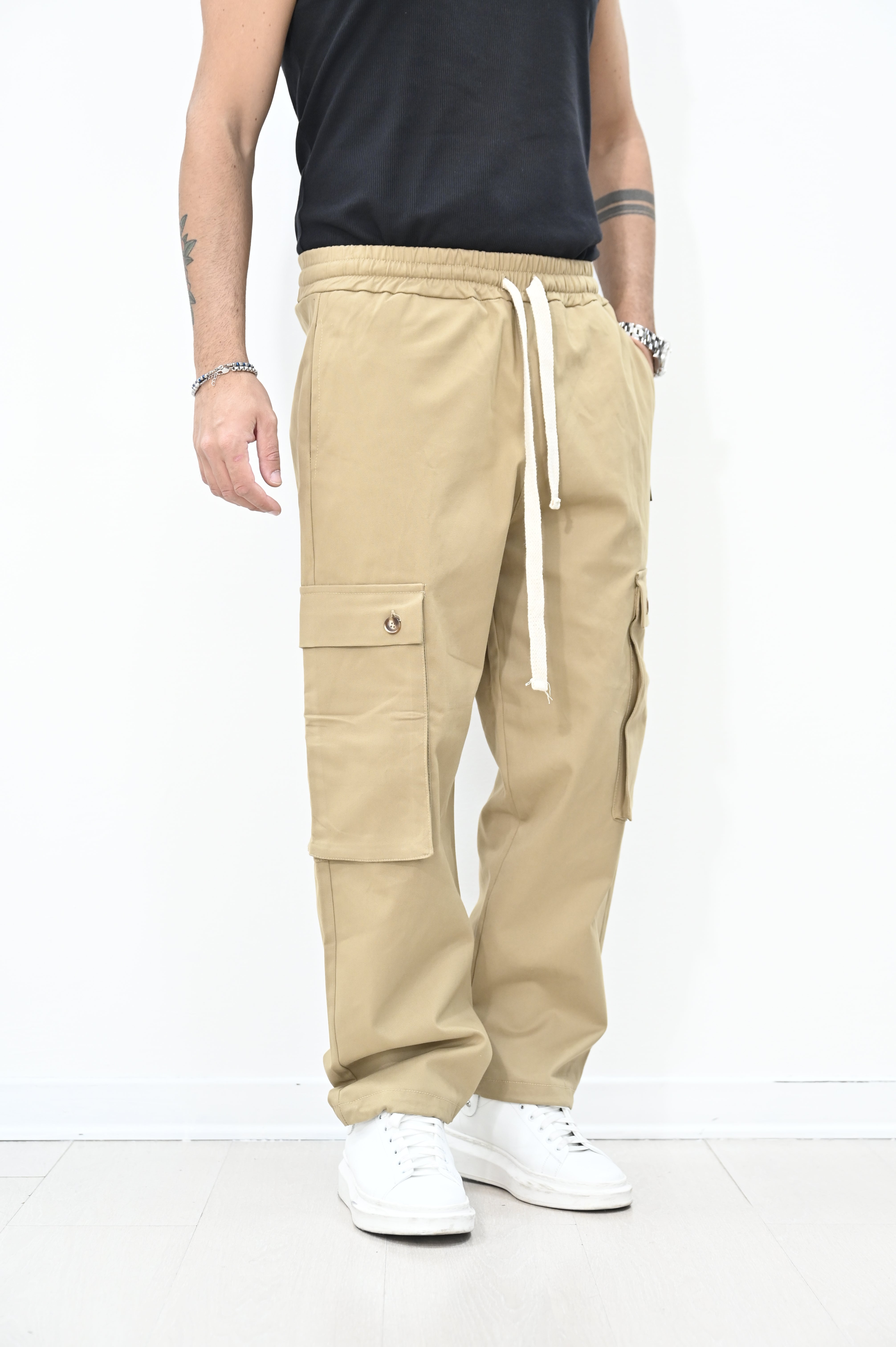 Pantacargo in gambardina sabbia NJB