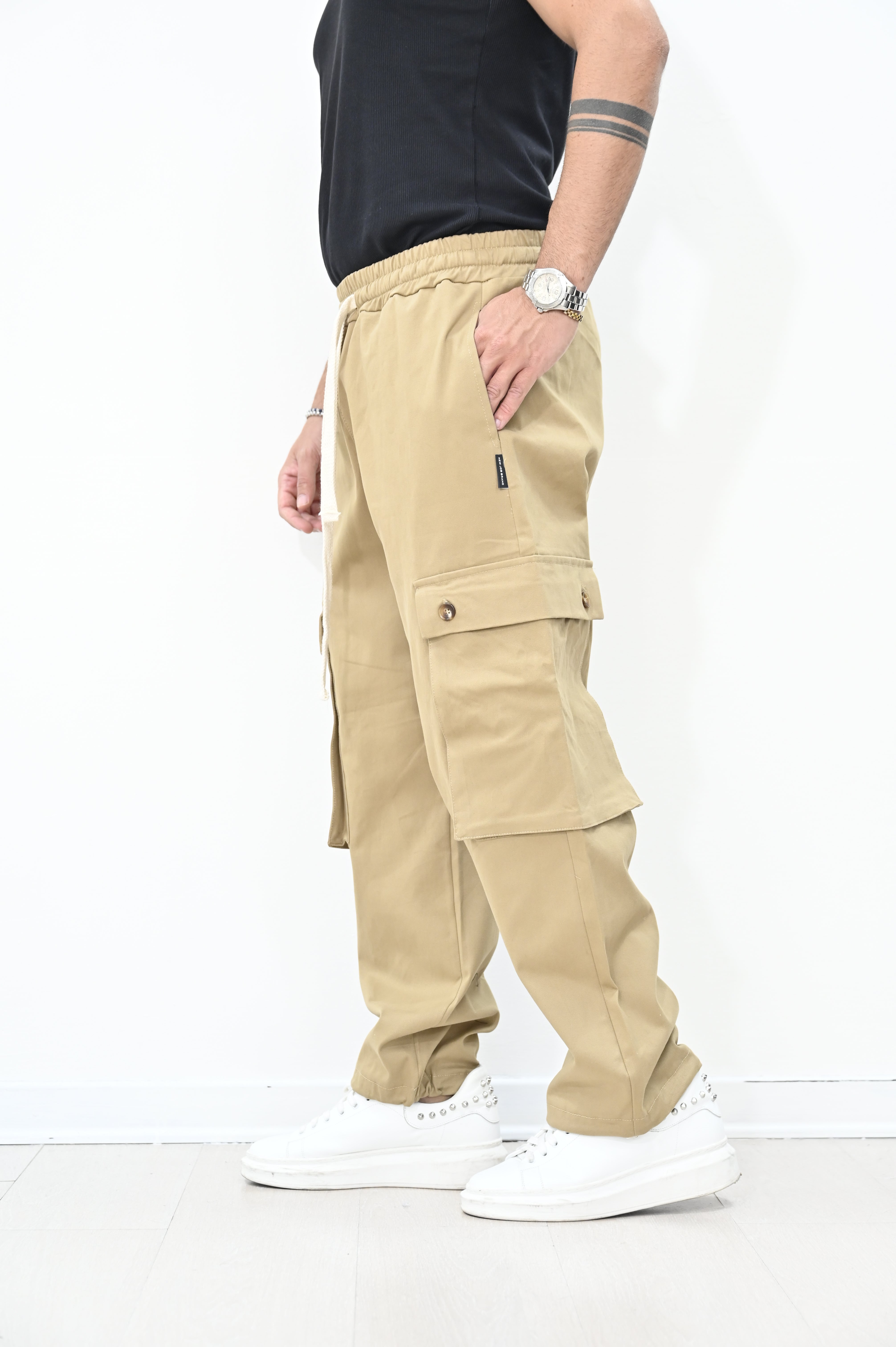 Pantacargo in gambardina sabbia NJB