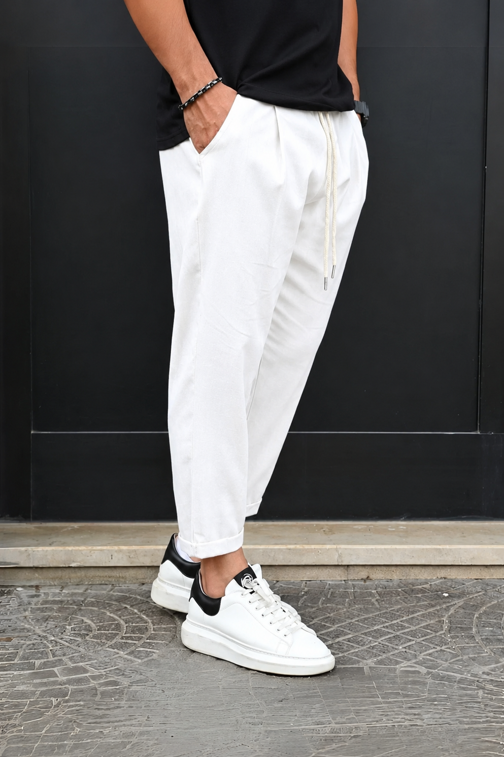 Pantalone lino bianco