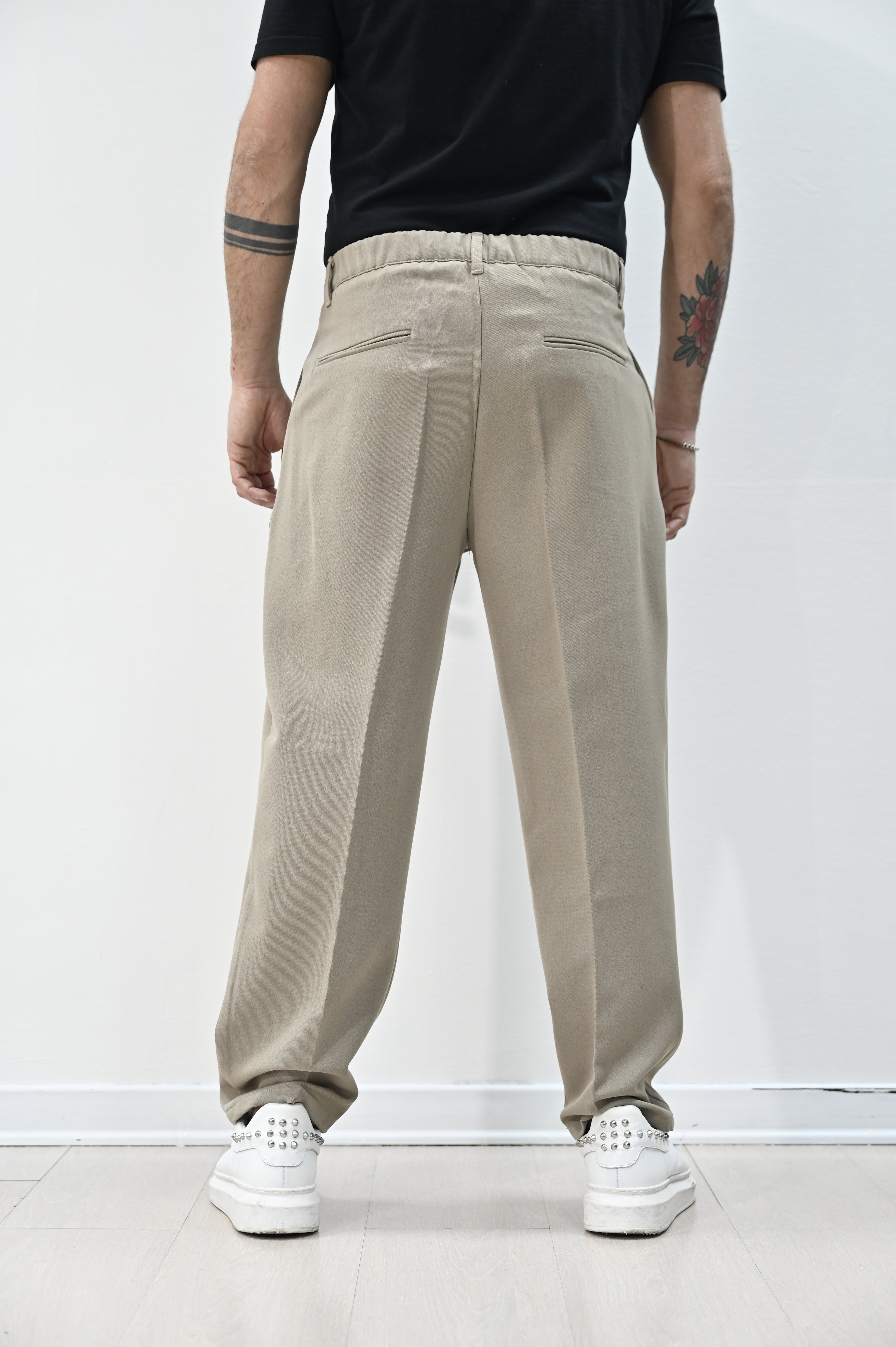 Pantalone loose fit beige
