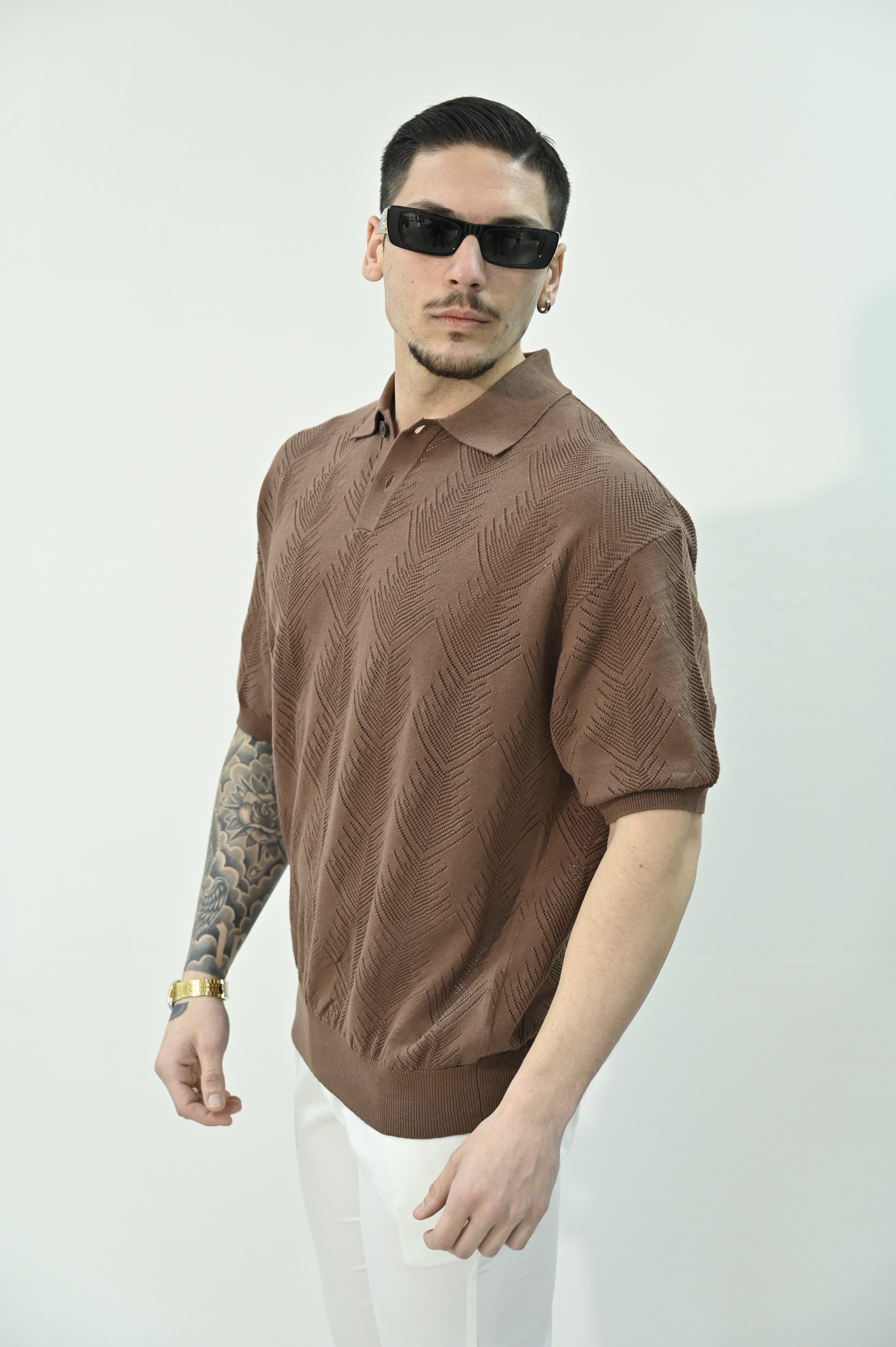 Polo traforata coffe