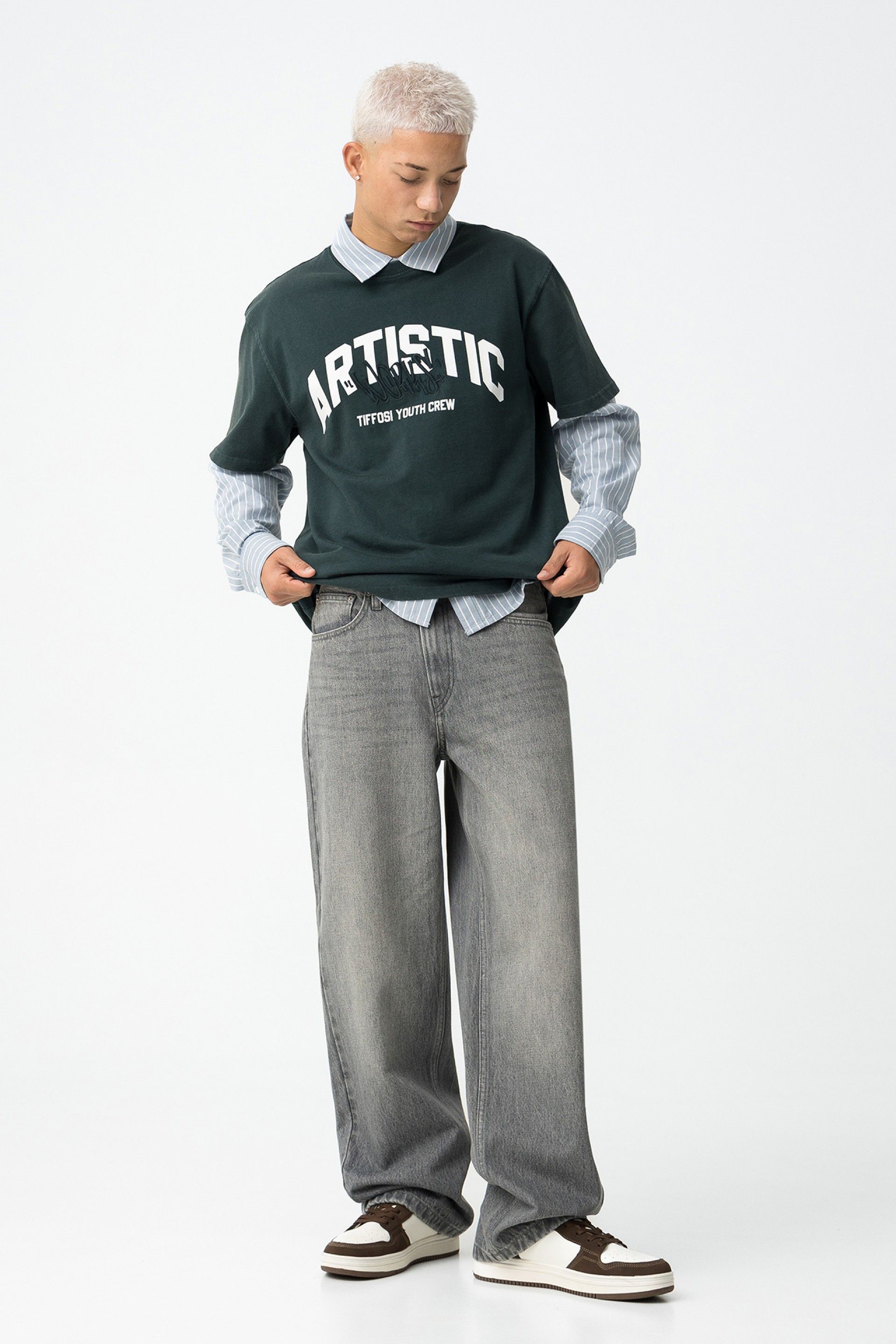 Jeans baggy grigio Tiffosi