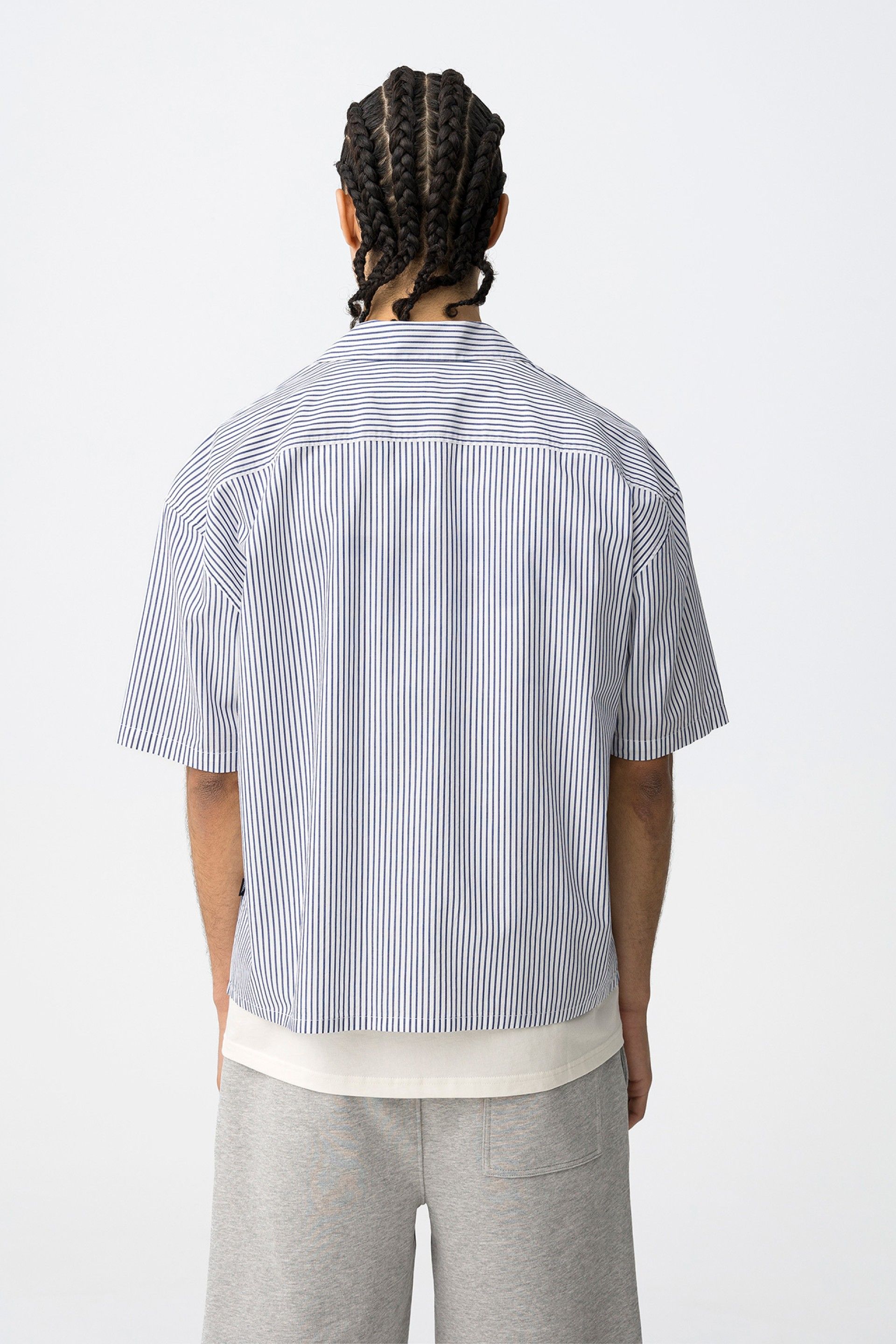 Camicia crop righe blu Tiffosi