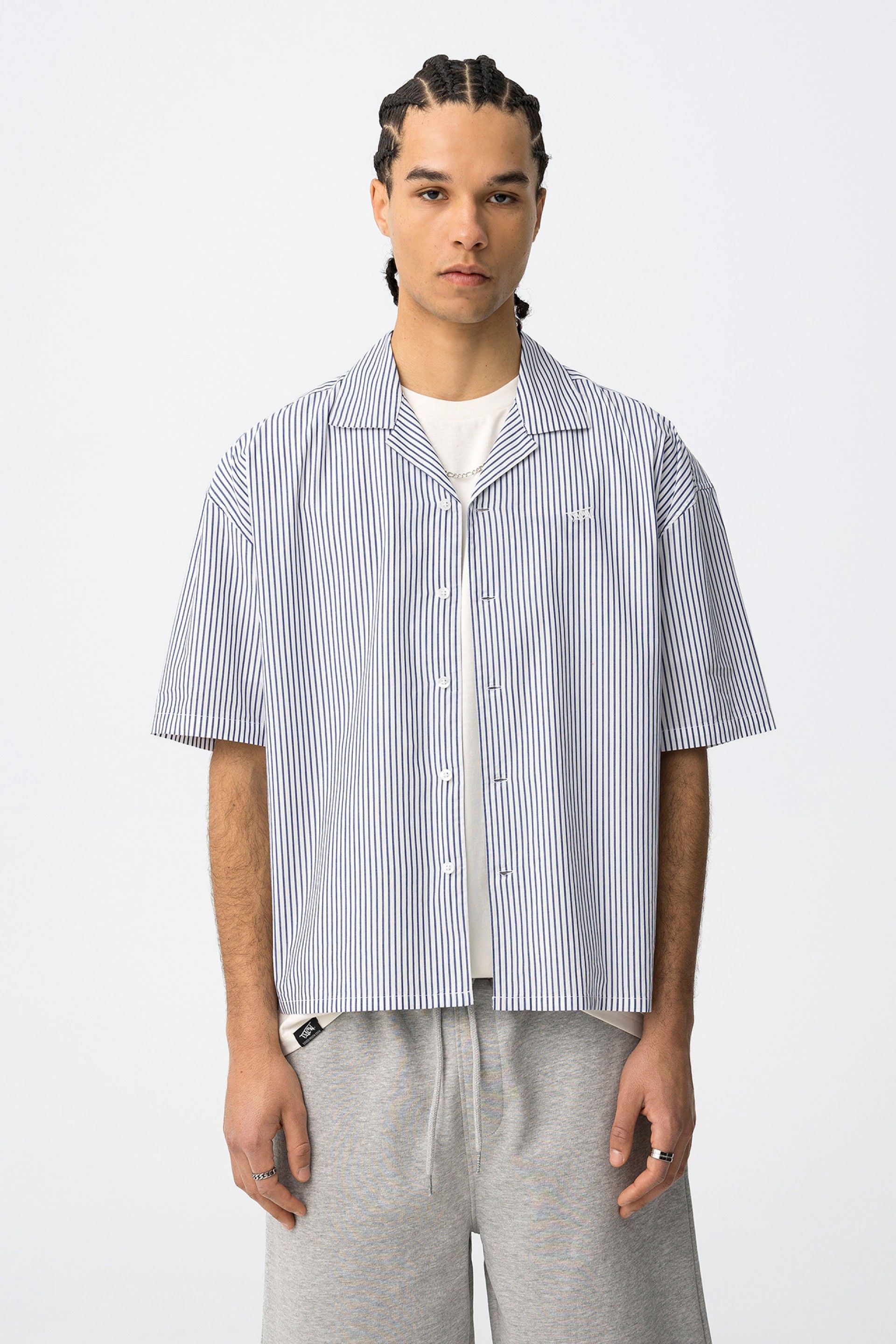 Camicia crop righe blu Tiffosi