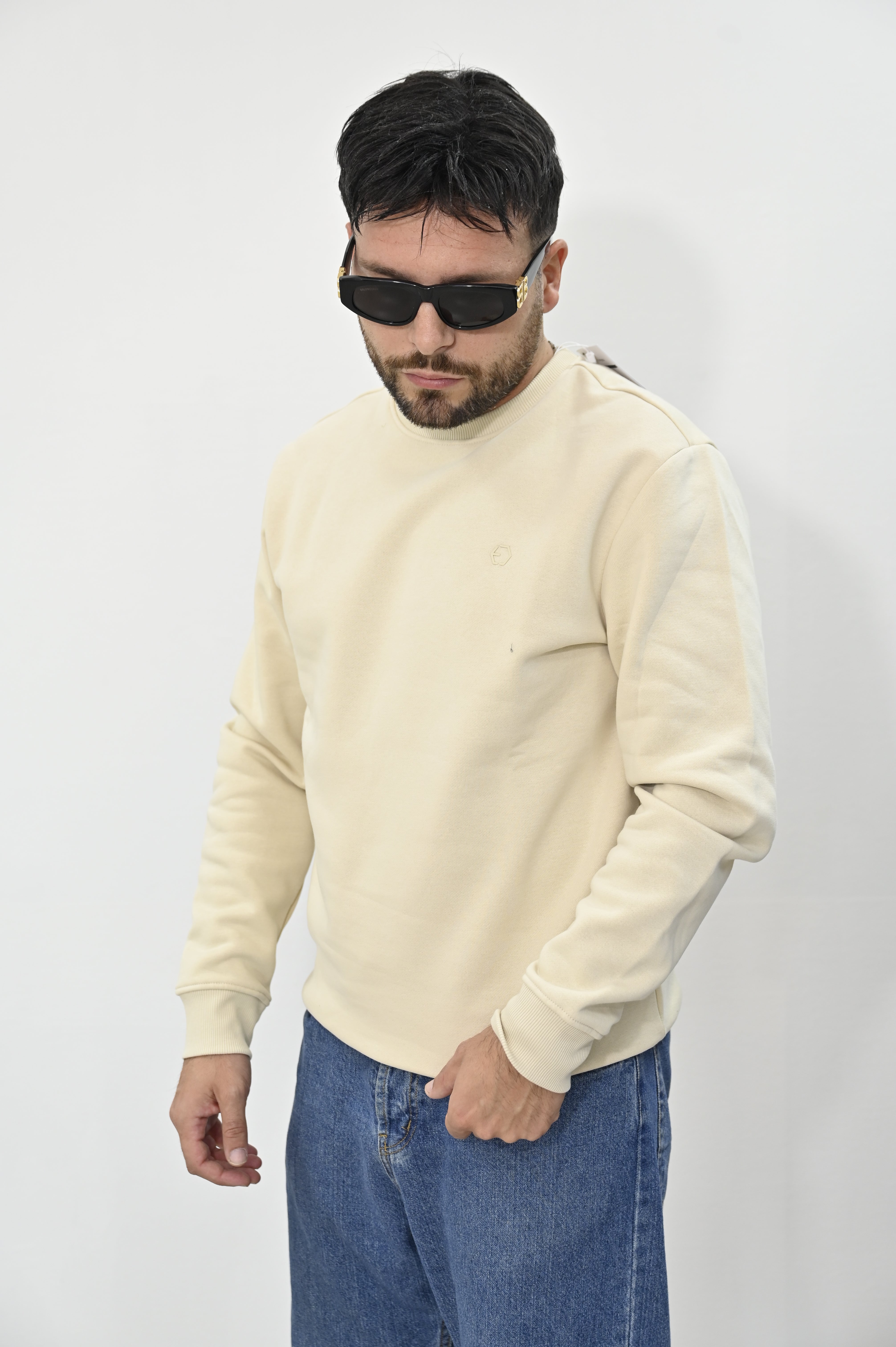 Felpa girocollo beige Tiffosi