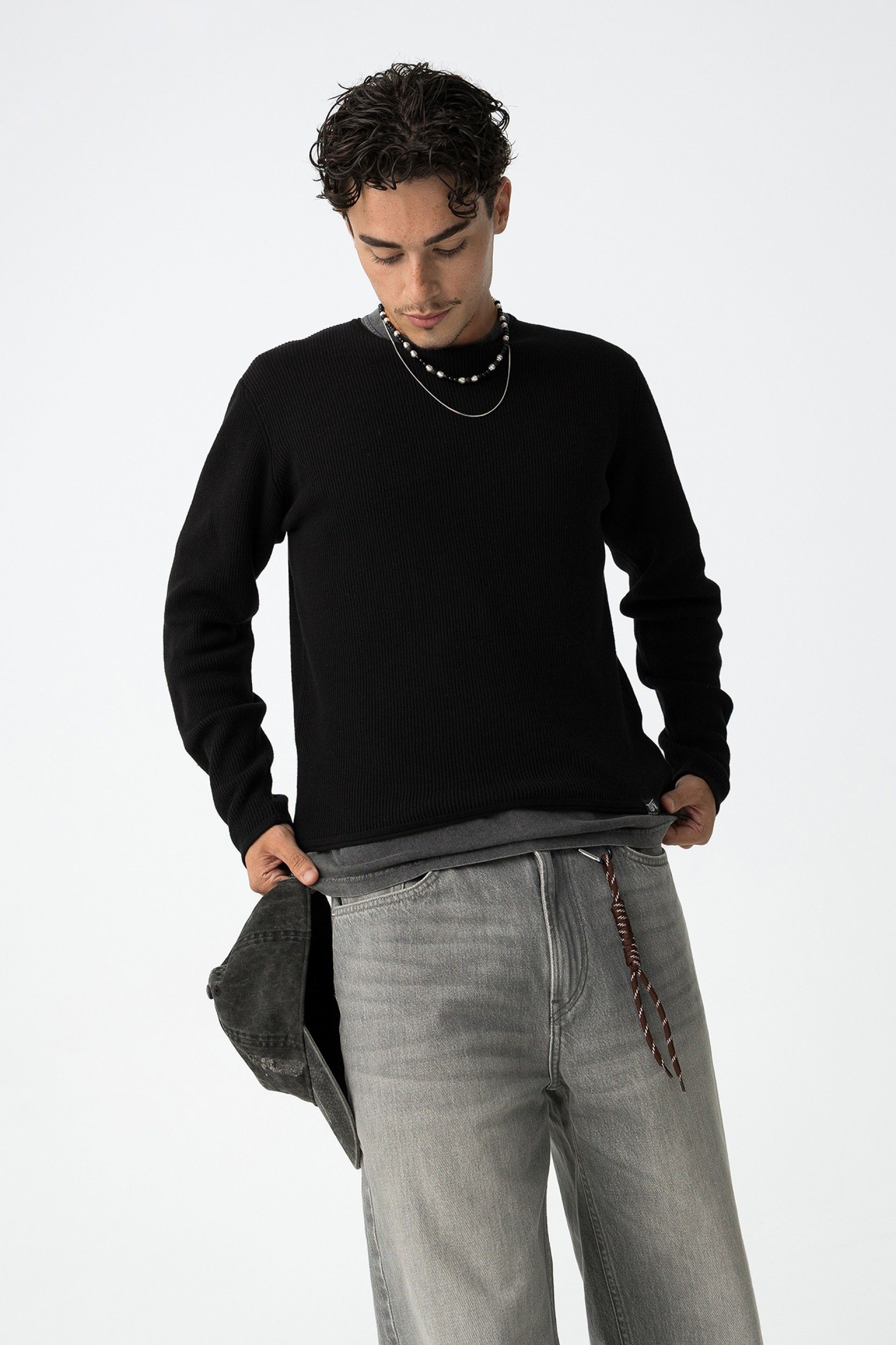 Maglioncino cropped nero Tiffosi