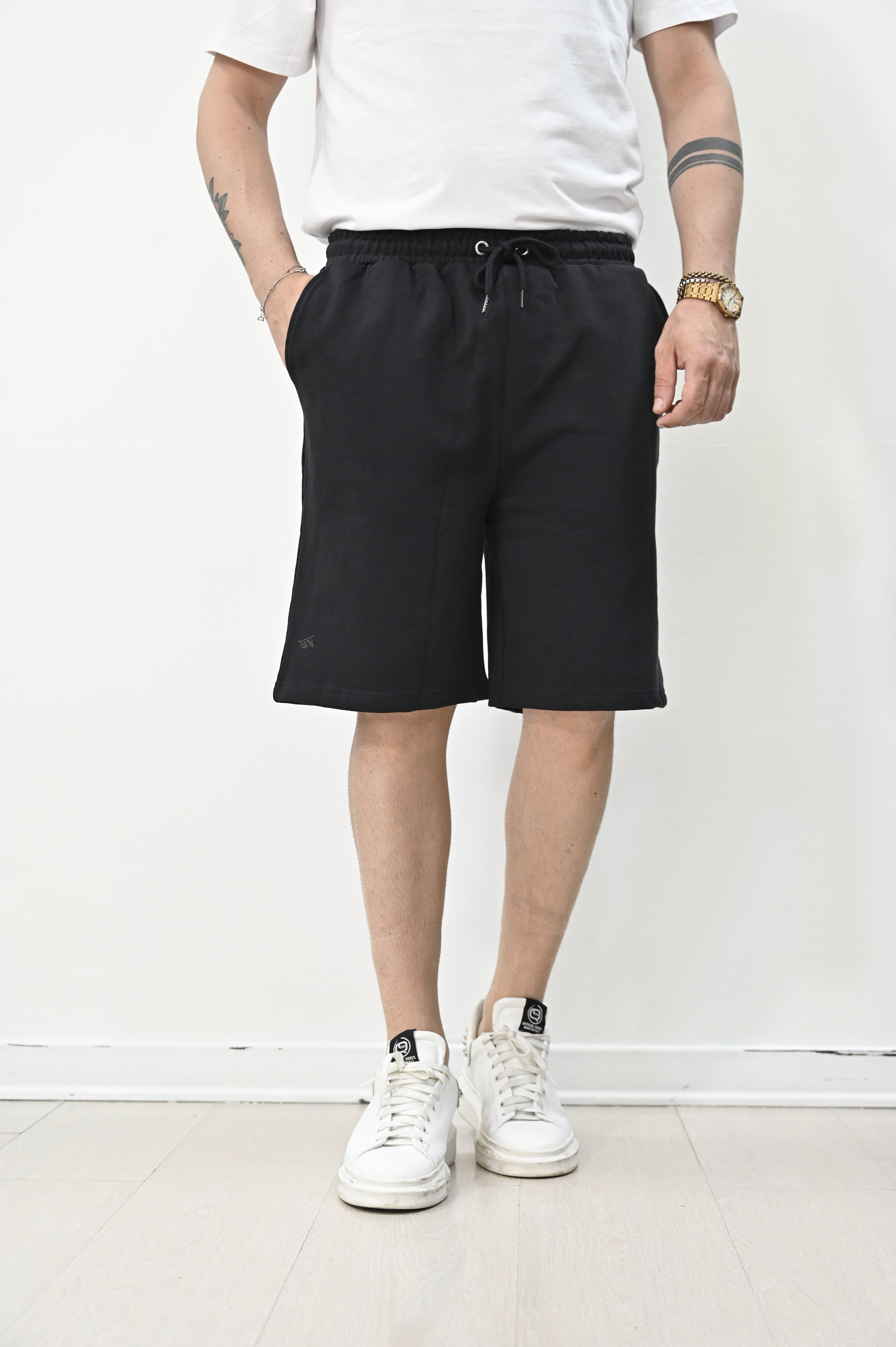 Bermuda in felpa nero