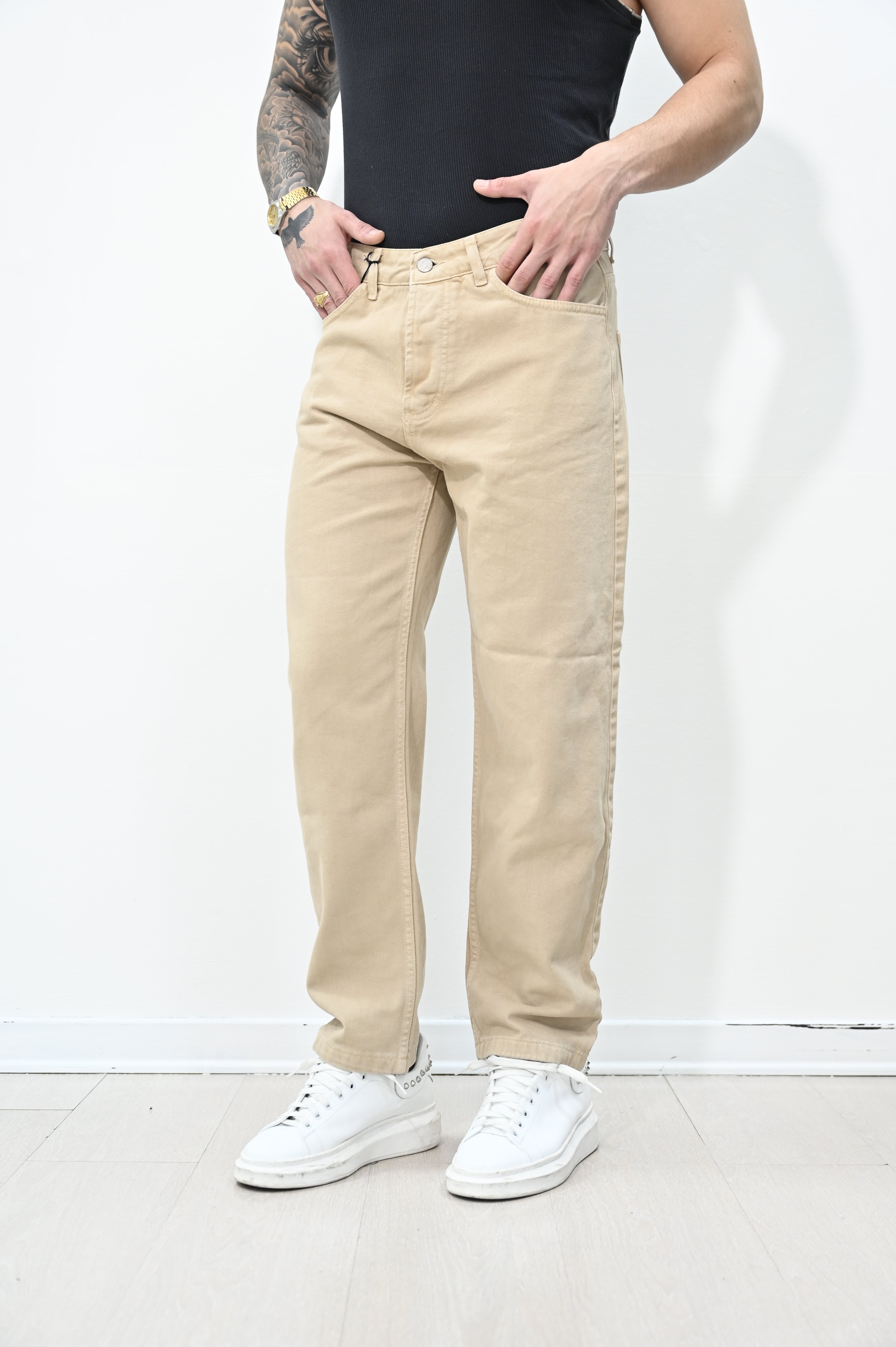 Jeans loose basic beige