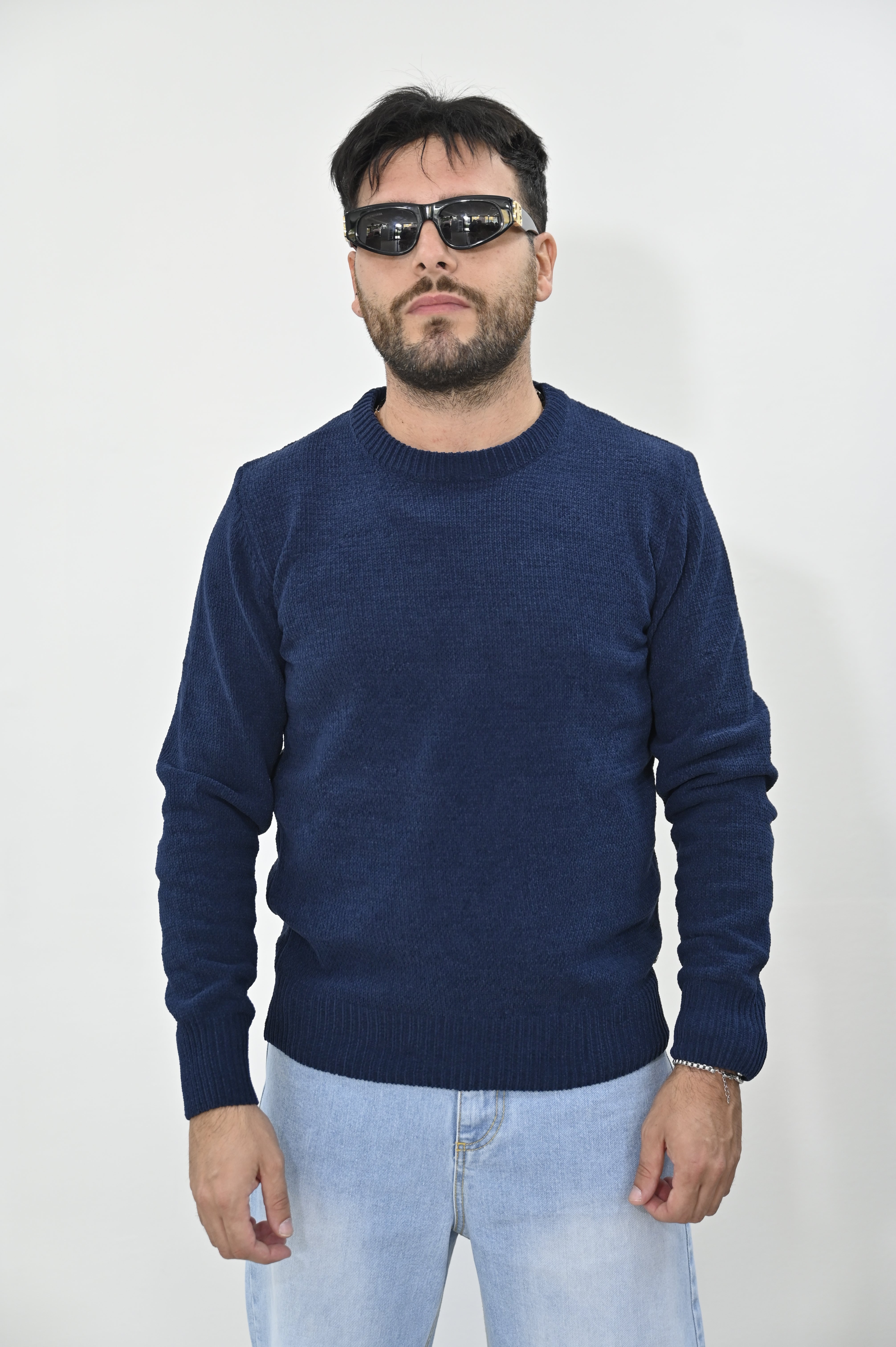 Maglione Gianni Lupo ciniglia blu