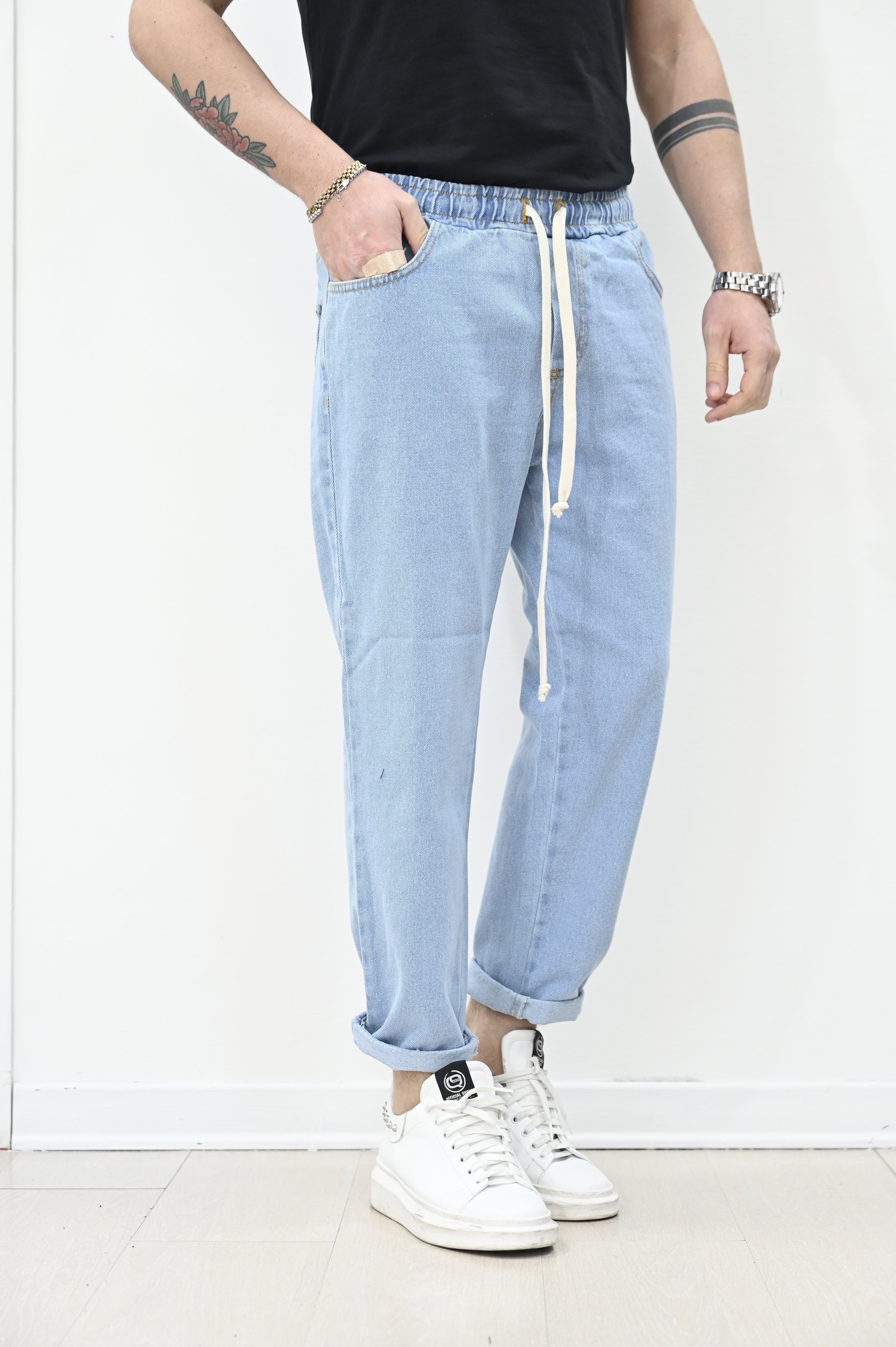 Jeans jogger lav. chiaro