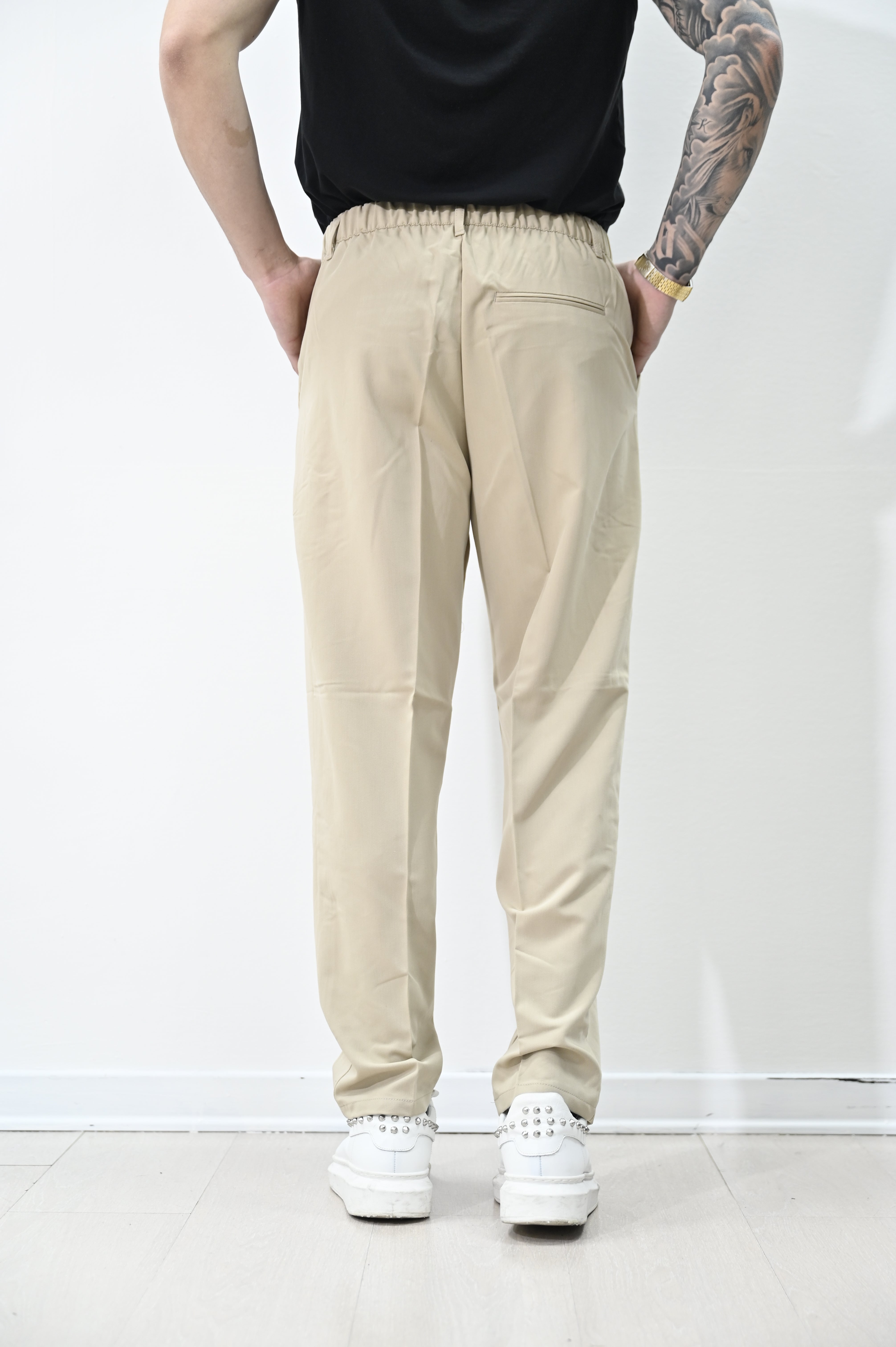 Pantalone loose fit beige