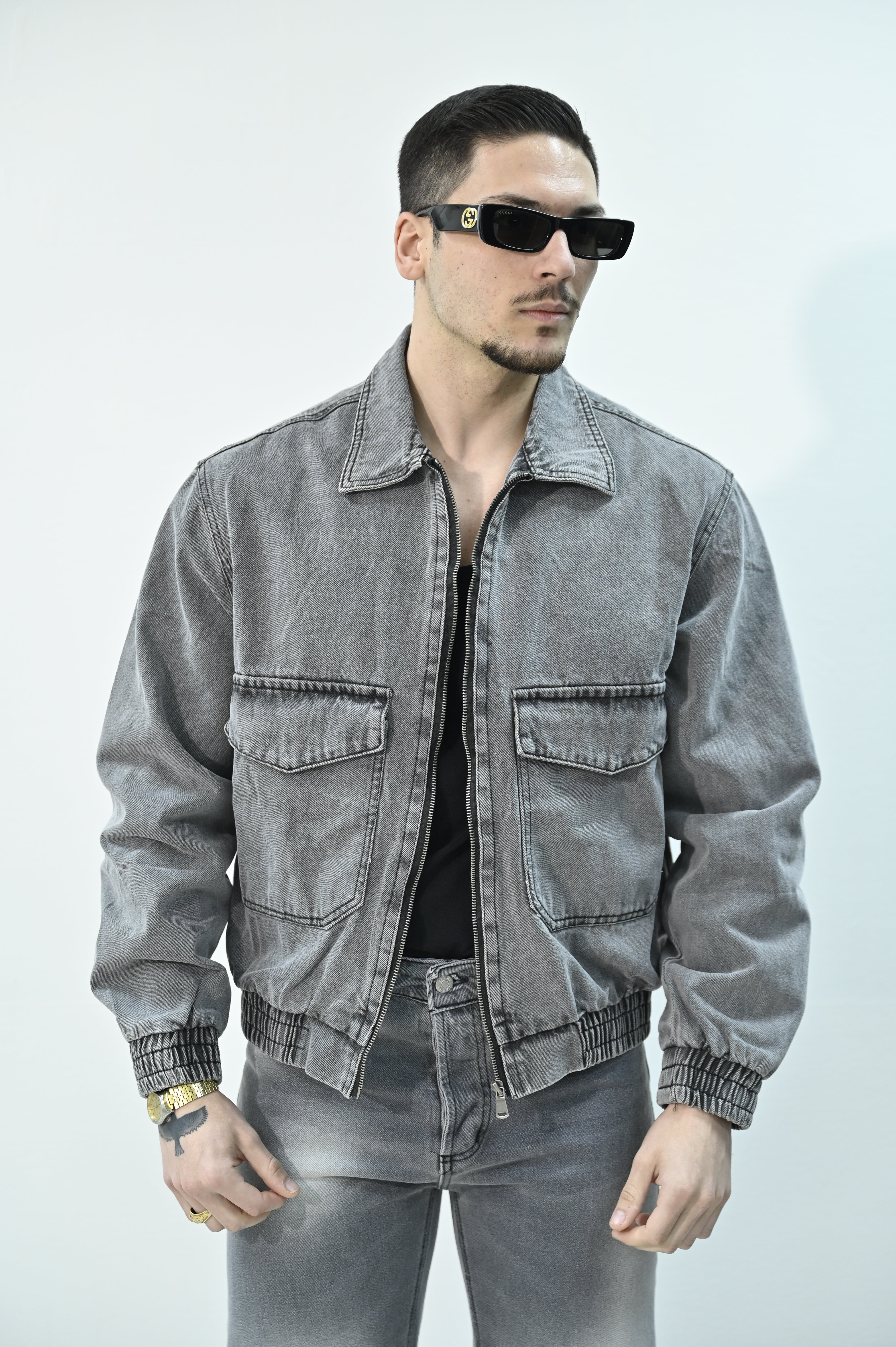 Giacca cropped in jeans