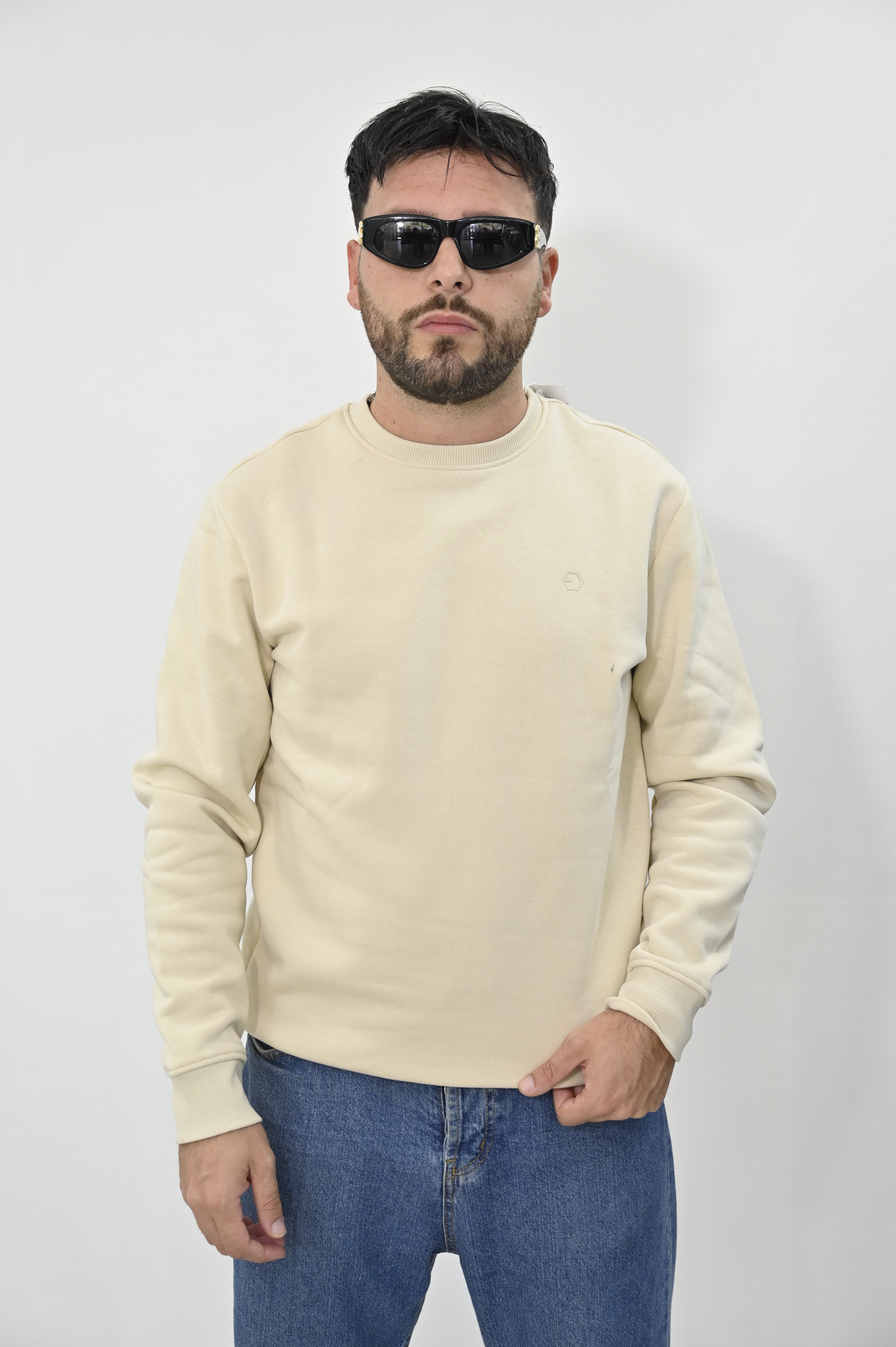 Felpa girocollo beige Tiffosi