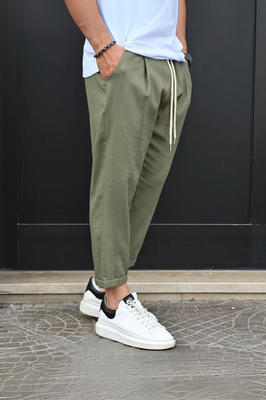 Pantalone lino verde