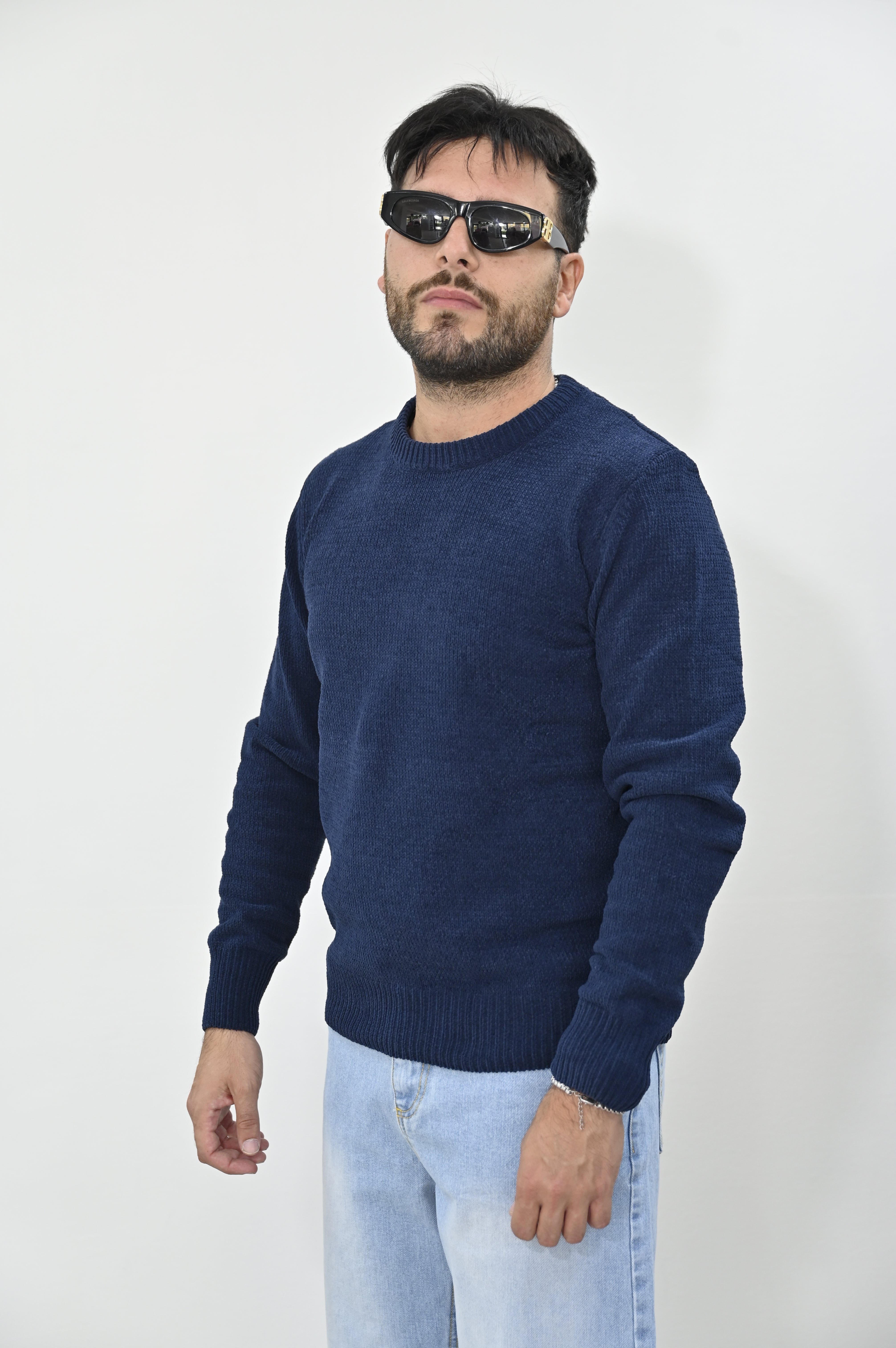 Maglione Gianni Lupo ciniglia blu